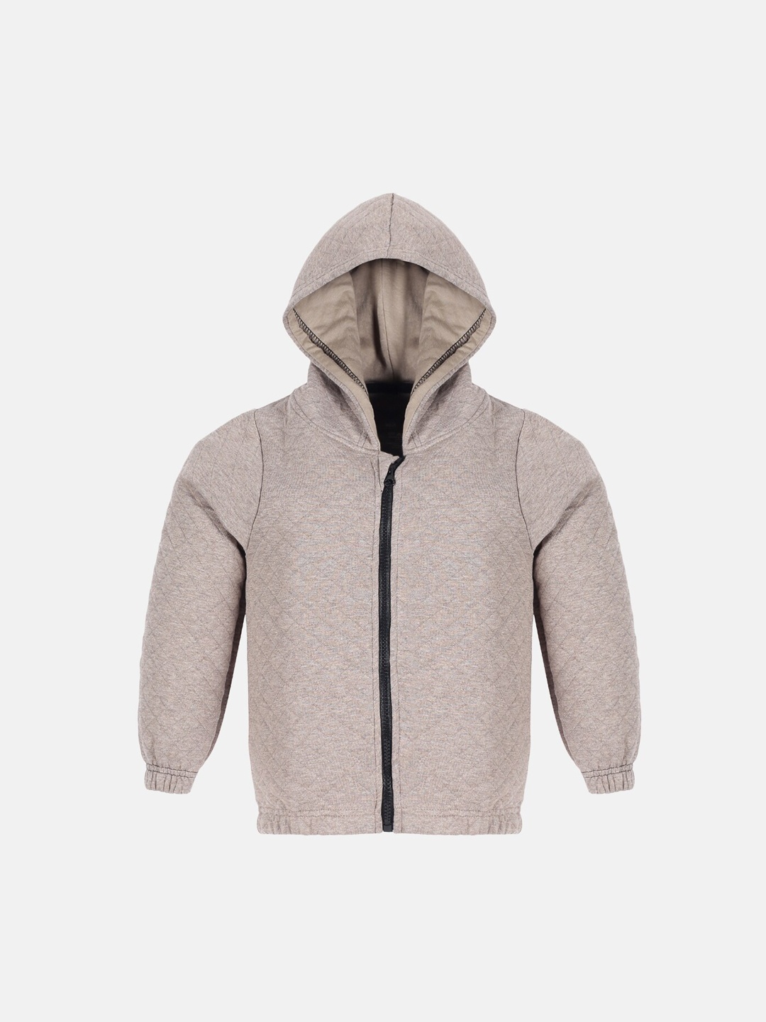 

KiddoPanti Unisex Kids Brown Hooded Open Front Jacket