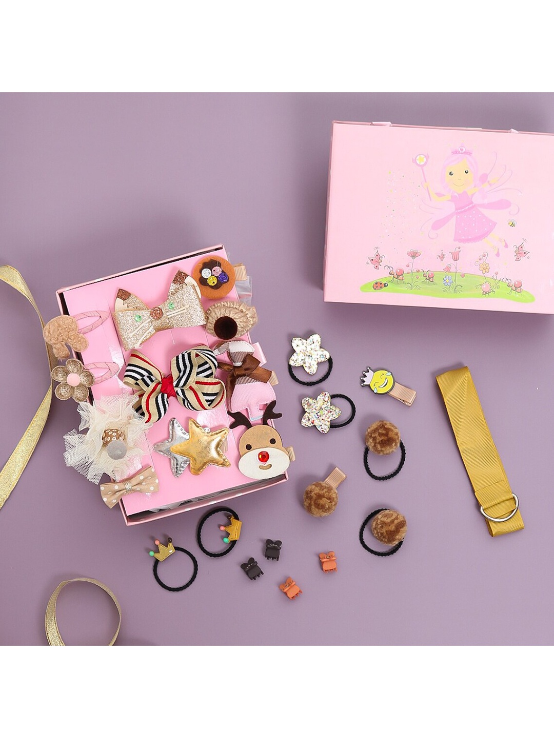 

Yellow Bee Girls Gold-Toned Hair Accessory Set of