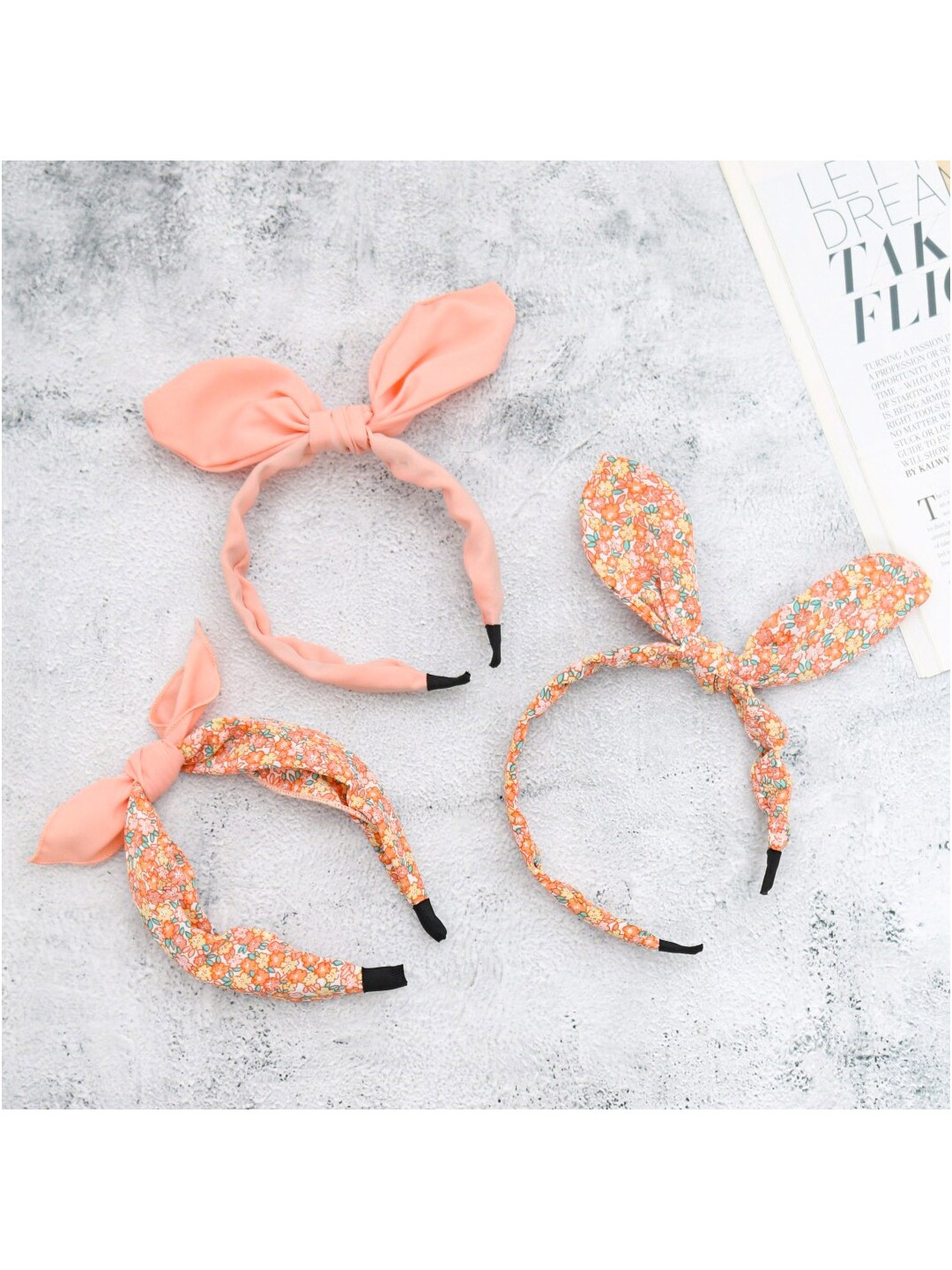 

Yellow Bee Kids-Girls Peach-Coloured & White Set of 3 Fur Hairband