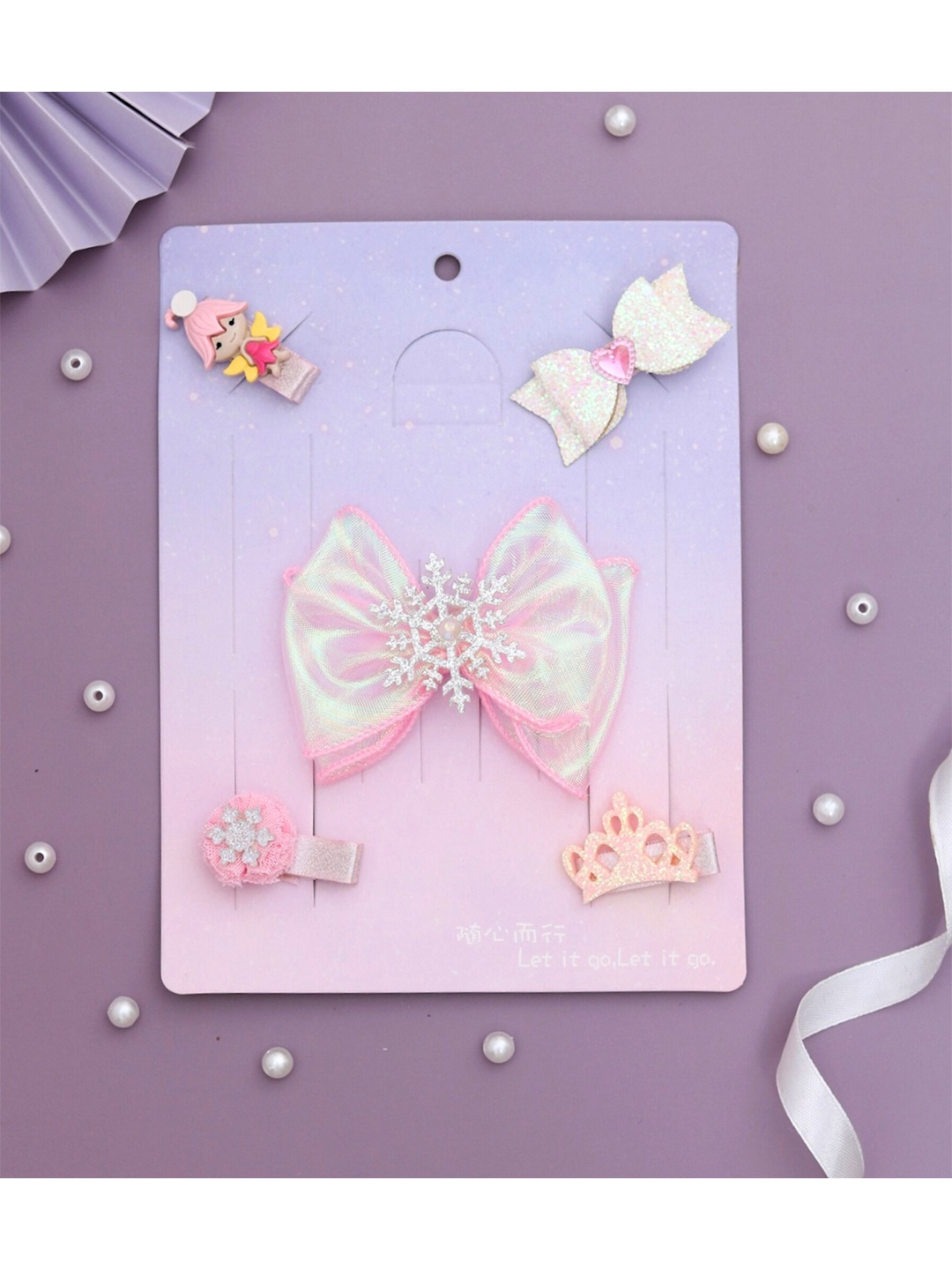 

Yellow Bee Kids-Girls Pink Set of 5 Alligator Hair Clip