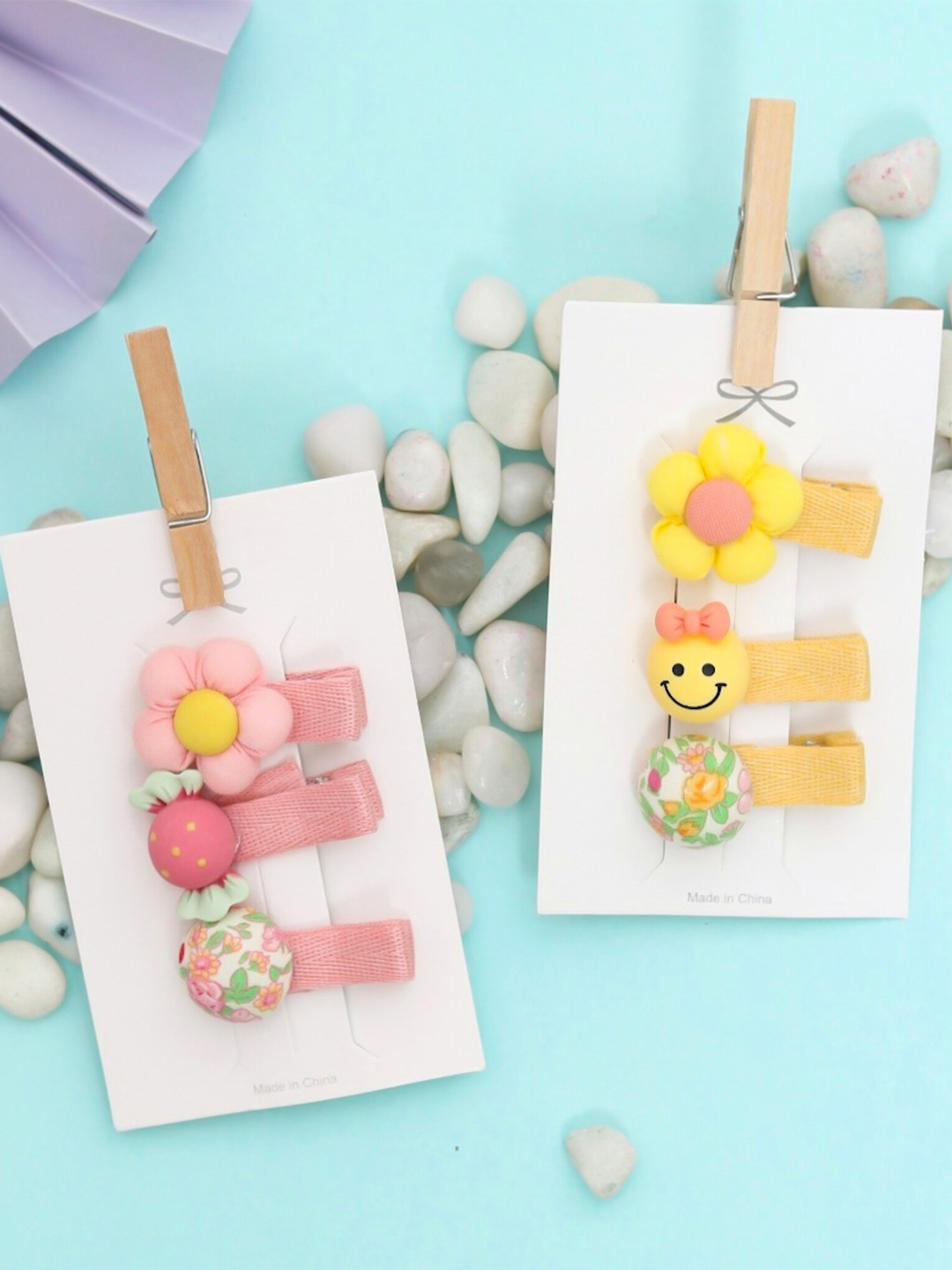 

Yellow Bee Girls Peach-Coloured & Yellow Set of 6 Alligator Hair Clip set
