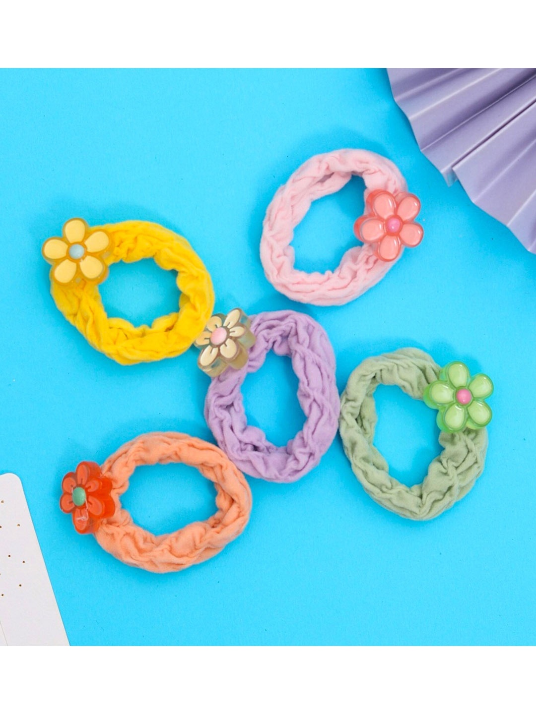 

Yellow Bee Girls Multicoloured Set of 5 Ponytail Holders, Multi