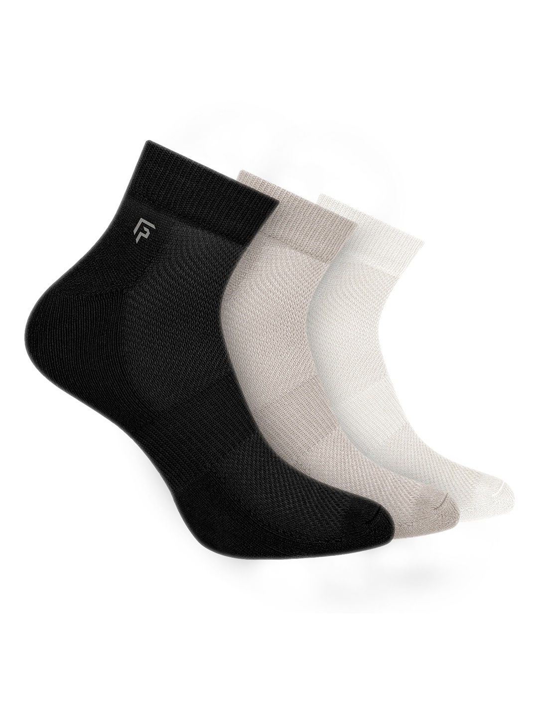 

FOOTPRINT 3 Pairs Unisex Anti Odour Organic Cotton Ankle-Length Terry Sports Bamboo Socks, Grey