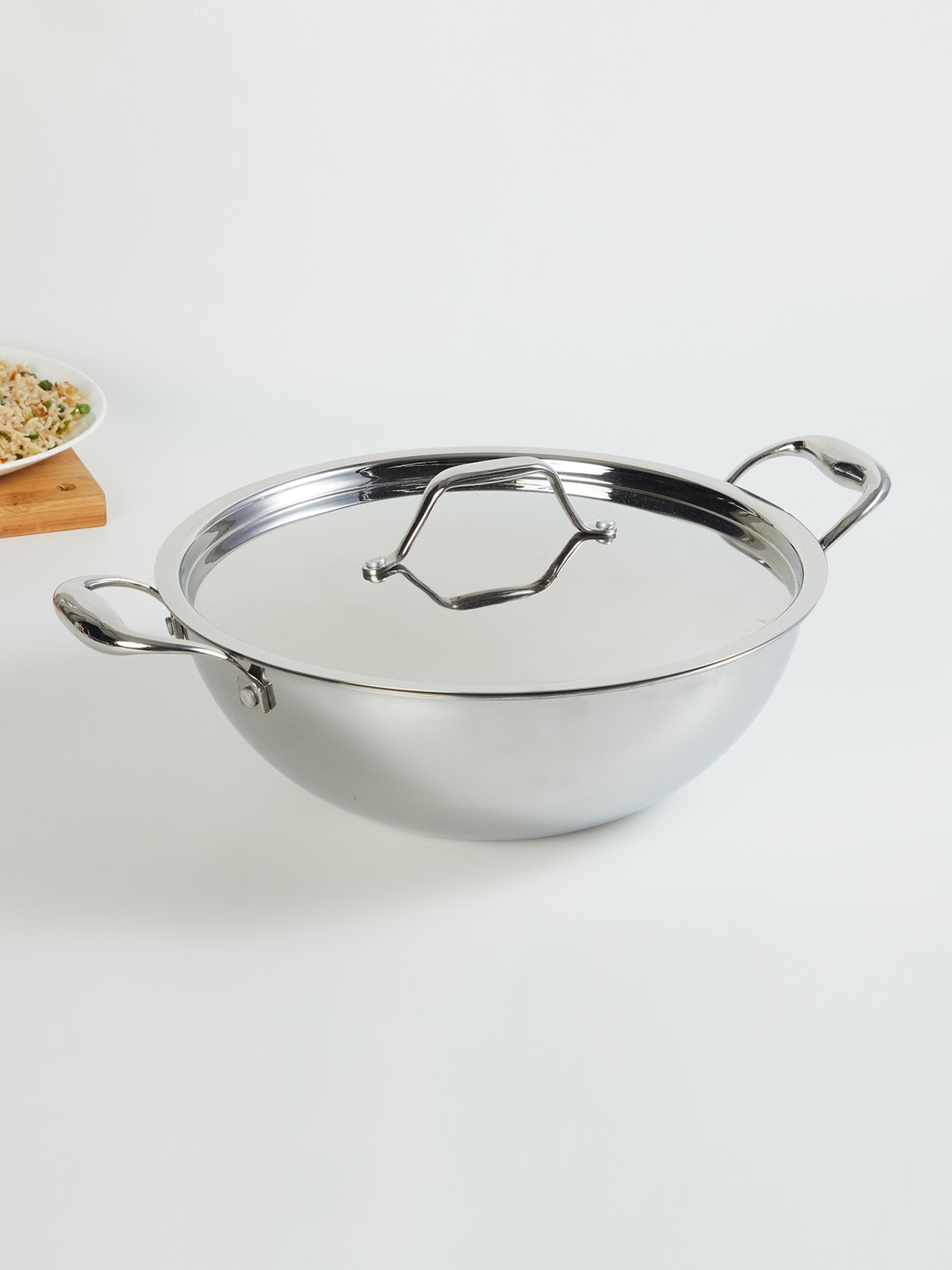 

Home Centre Silver-Toned Stainless Steel Kadhai with Lid - 4.2L