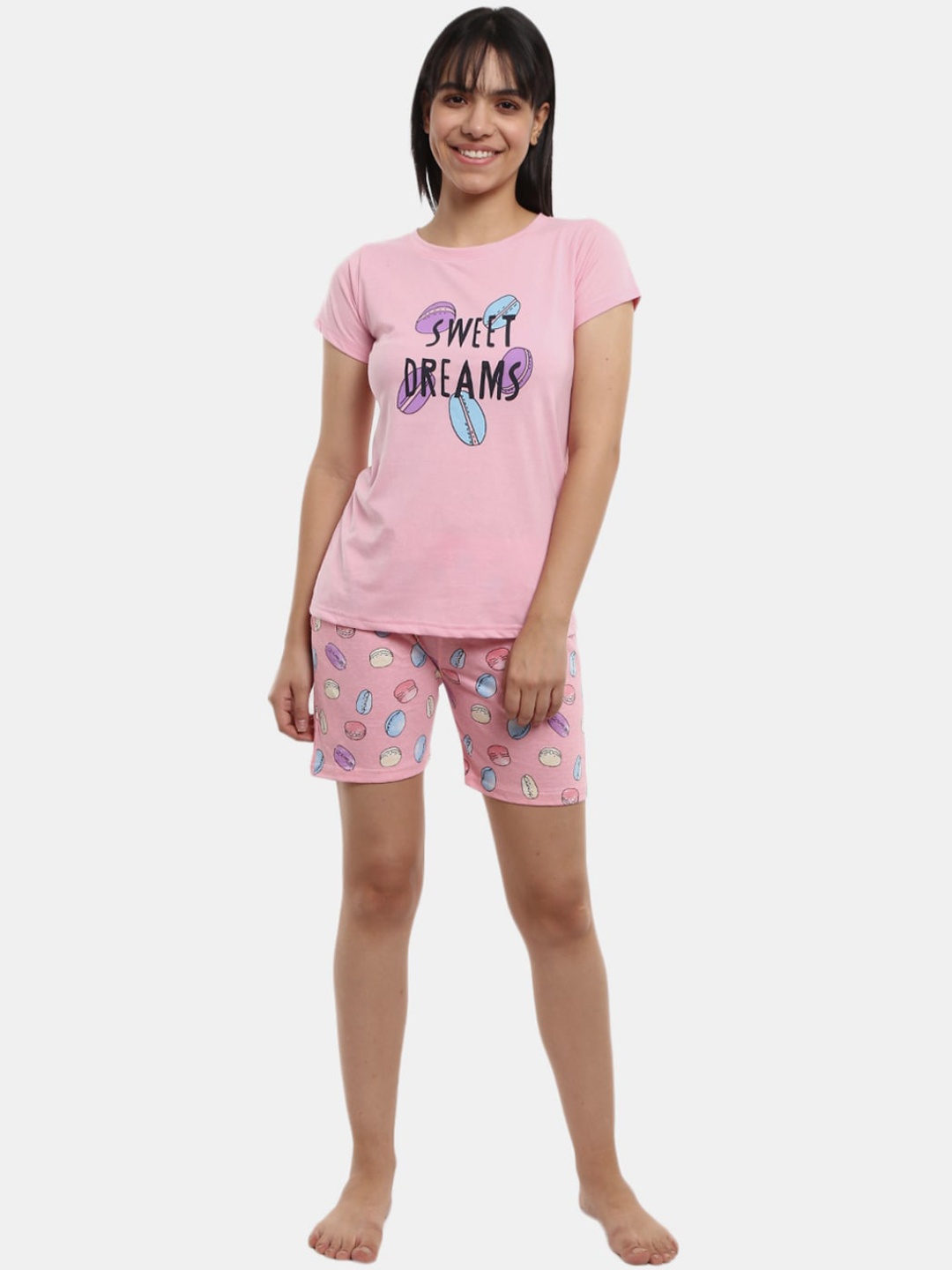 

V-Mart Women Pink & Purple Printed Night suit