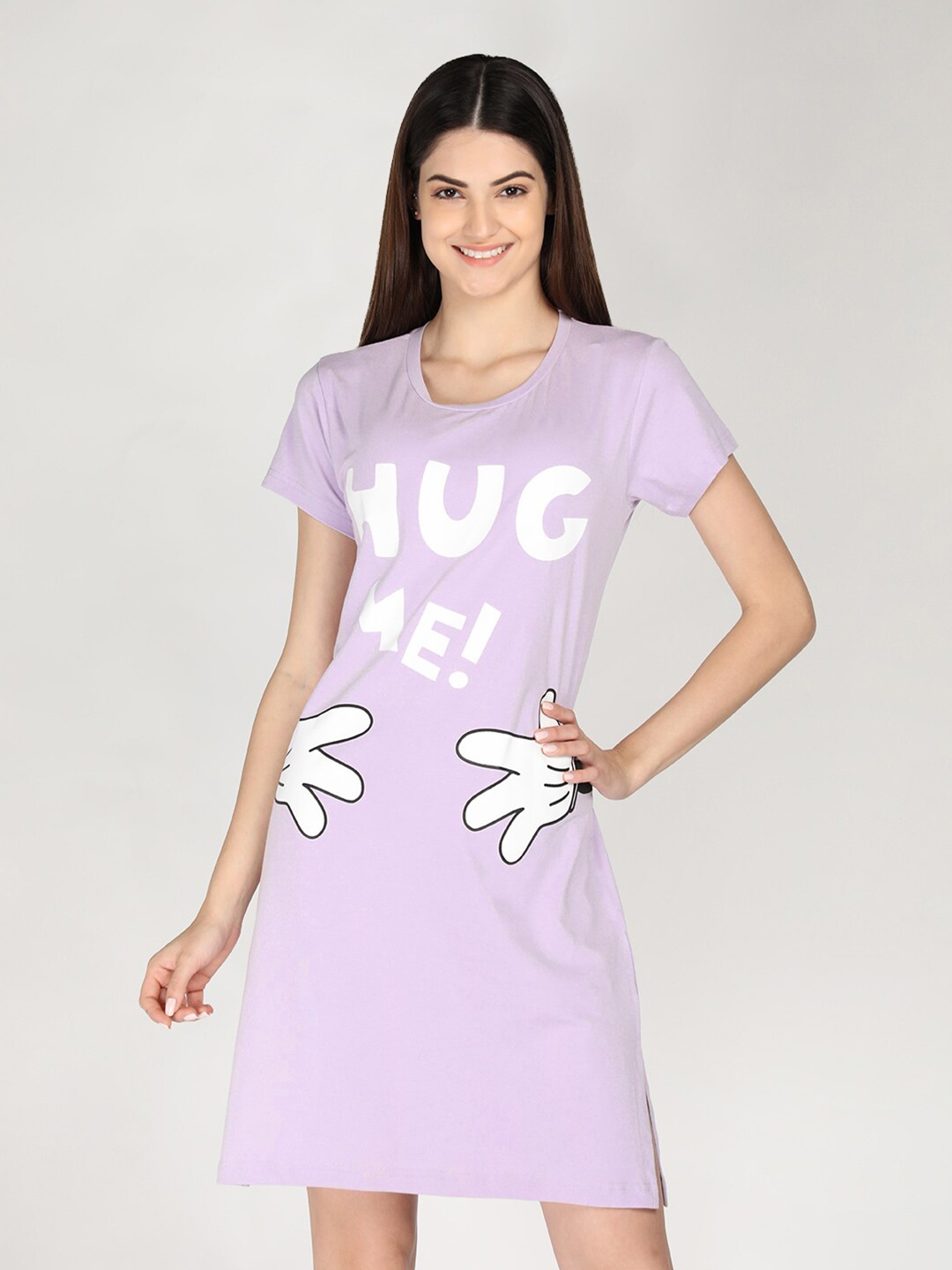 

Organzaa Lavender Women Printed Nightdress