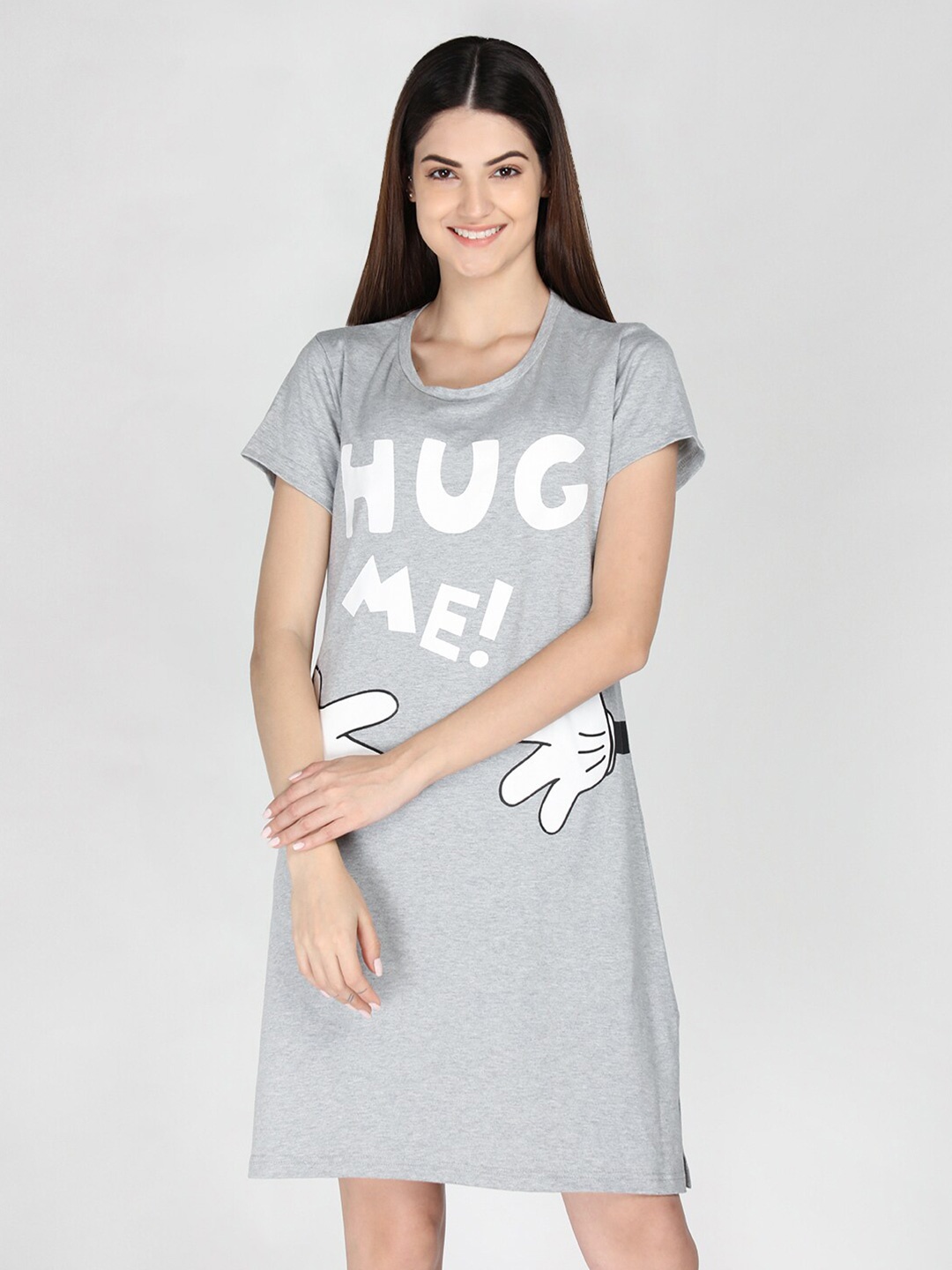 

Organzaa Grey Women Printed Nightdress