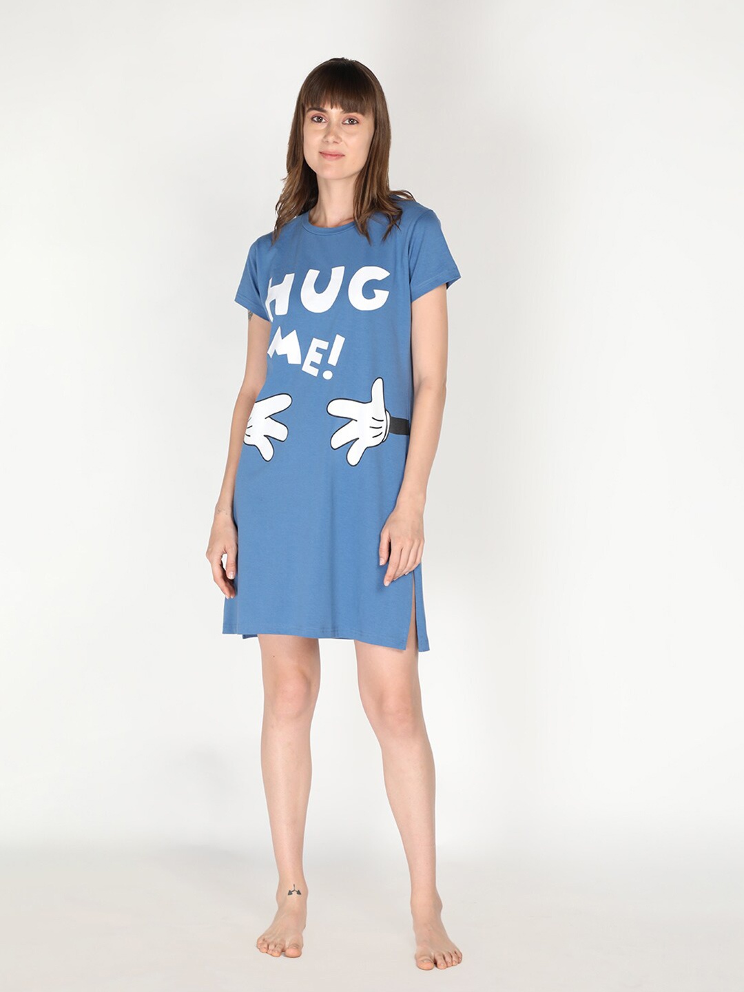 

Organzaa Blue Printed Nightdress