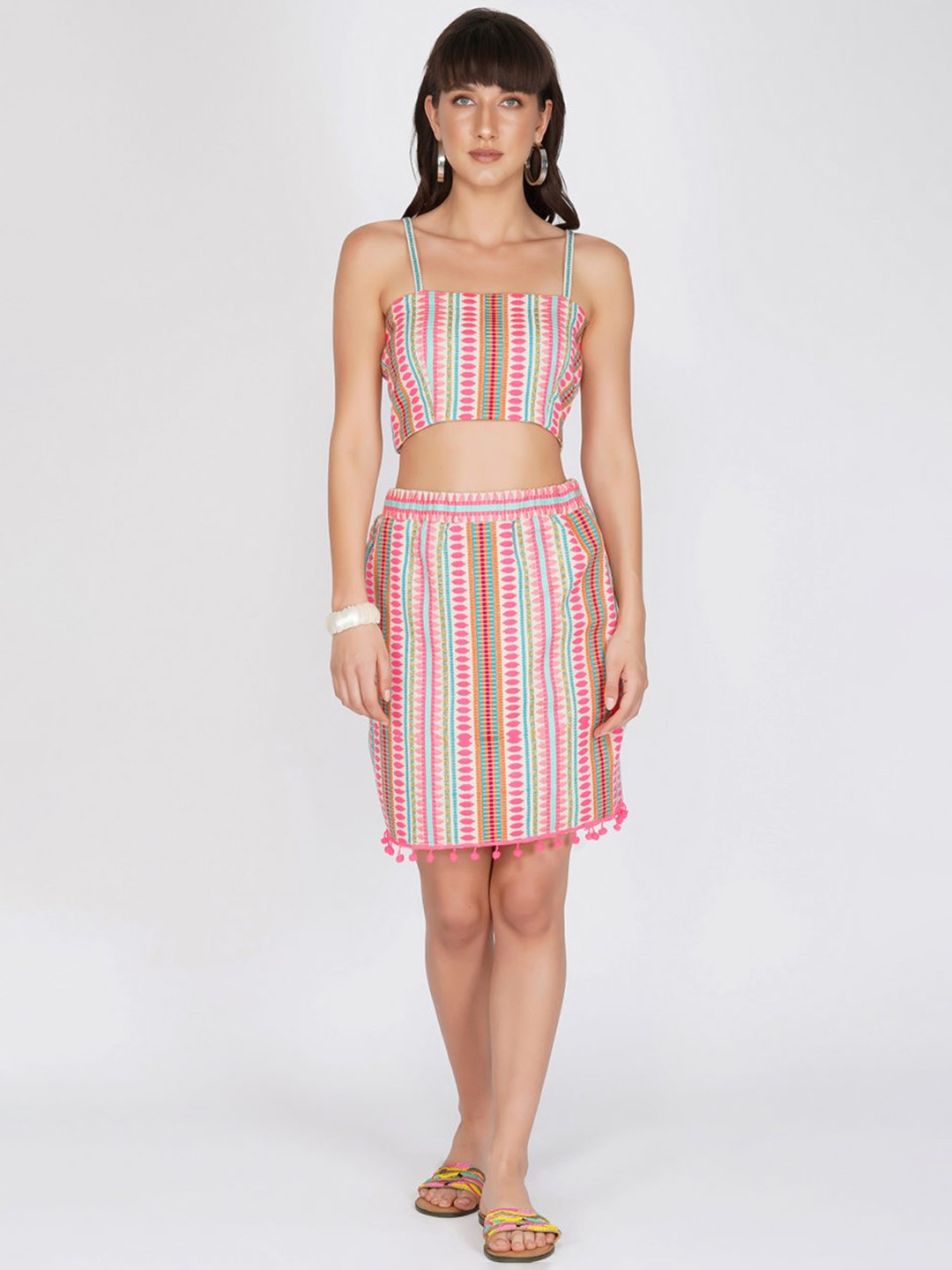 

KOVET Women Pink Printed Cotton Skirt