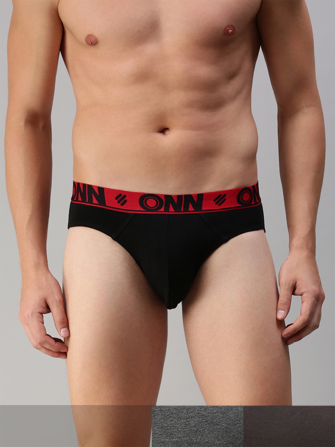 

ONN Men Pack of 3 Solid Basic Briefs ONN_271_BLK_BM_DGRY_3PC, Black