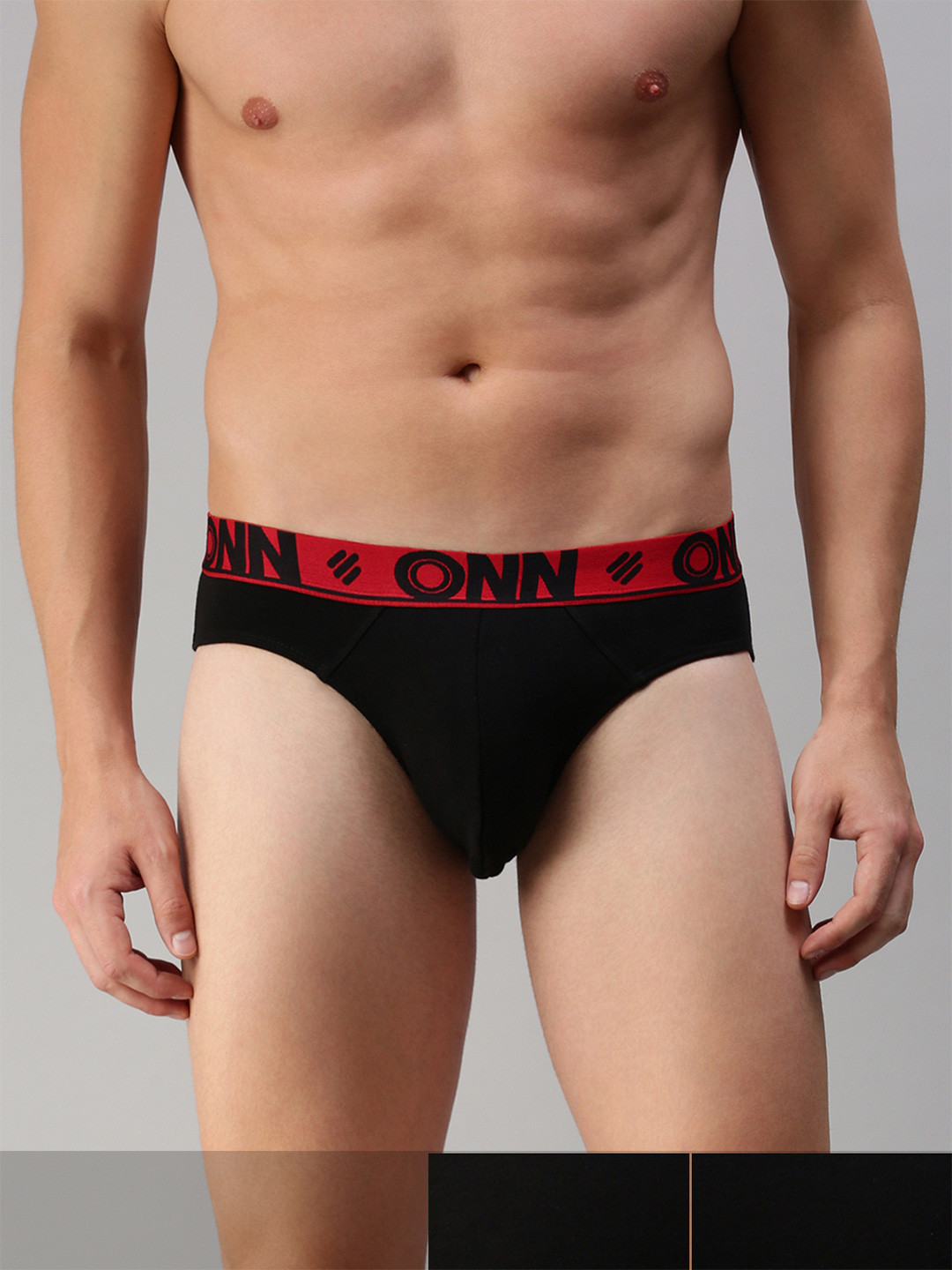 

ONN Men Navy Blue Solid Pack Of 3 Basic Briefs ONN_271_BLK_3PC, Black