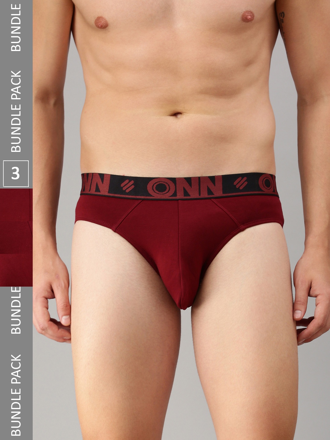 

ONN Men Pack of 3 Basic Briefs ONN_271_WN_3PC, Maroon