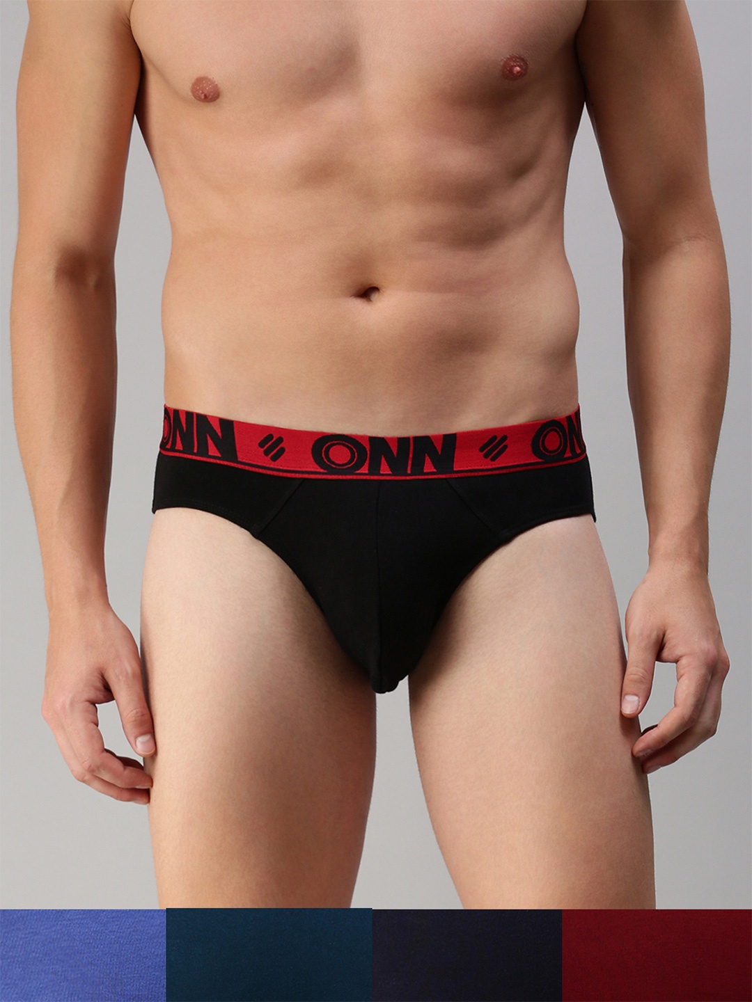 

ONN Men Pack Of 5 Solid Cotton Briefs ONN_271_AST_5PC-Assorted, Maroon