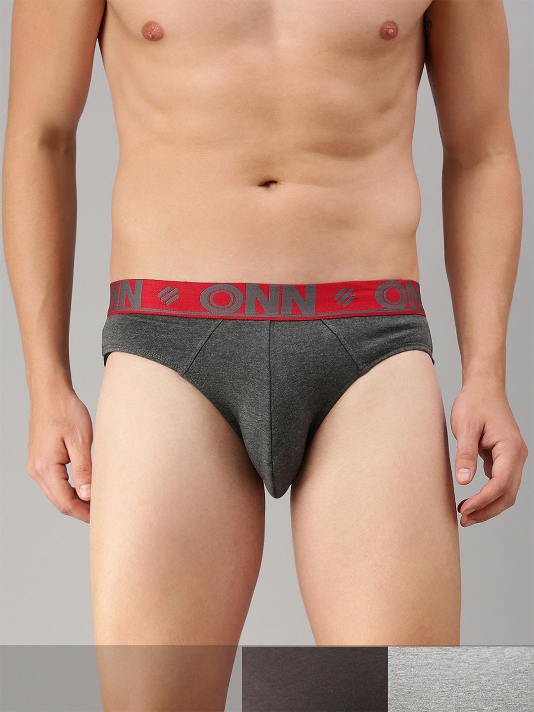 ONN Men Pack Of 3 Solid Deo-Soft Basic Briefs ONN_271_BM_DGRY_GM_3PC-, Black