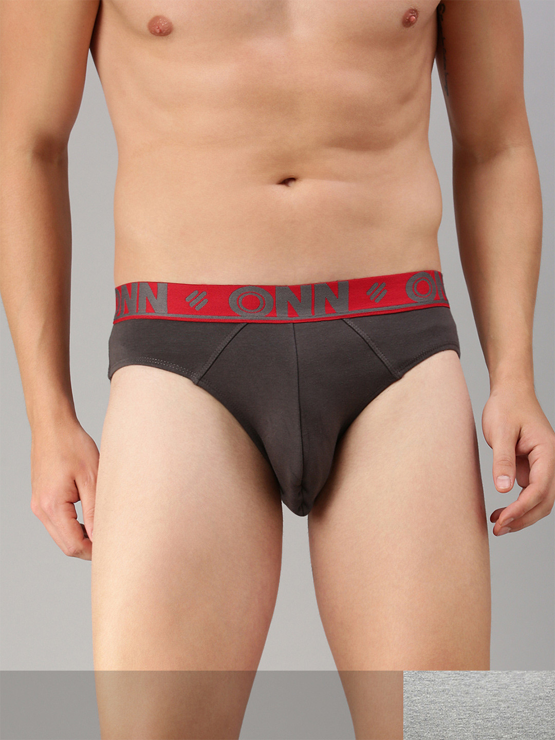 

ONN Men Pack Of 2 Grey & Brown Basic Briefs