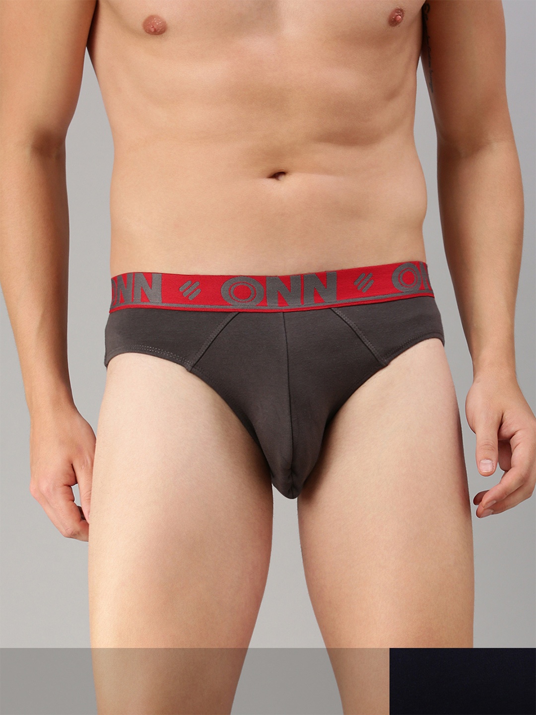 

ONN Men Set of 2 Grey & Brown Solid Basic Briefs