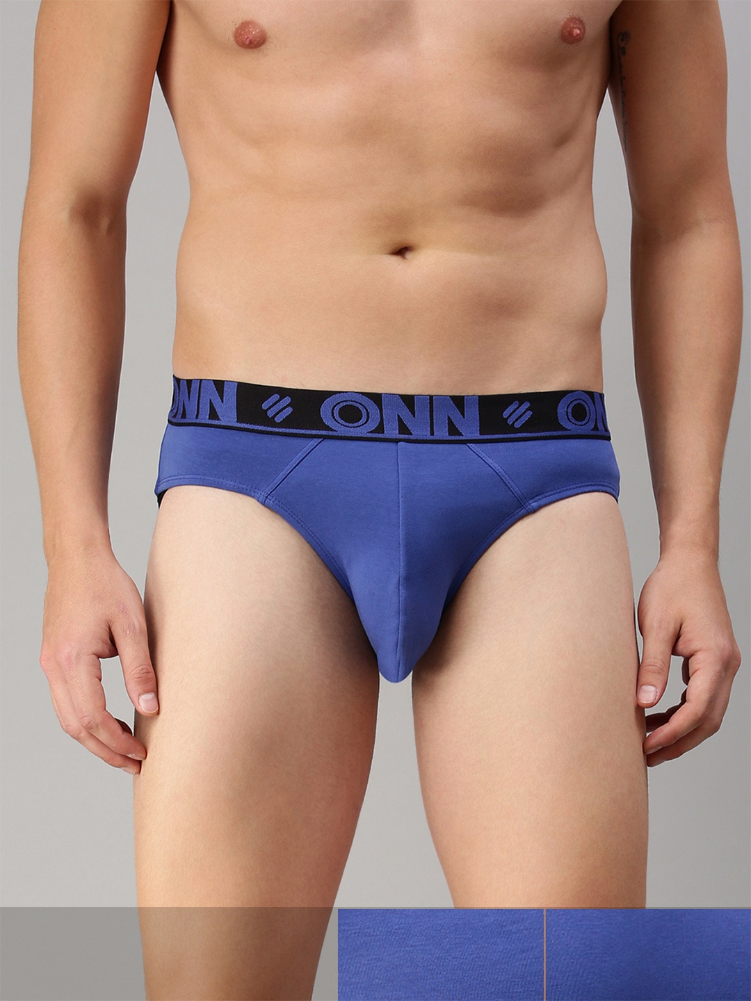 

ONN Men Pack Of 3 Blue Solid Basic Briefs ONN_271_INKBU_3PC