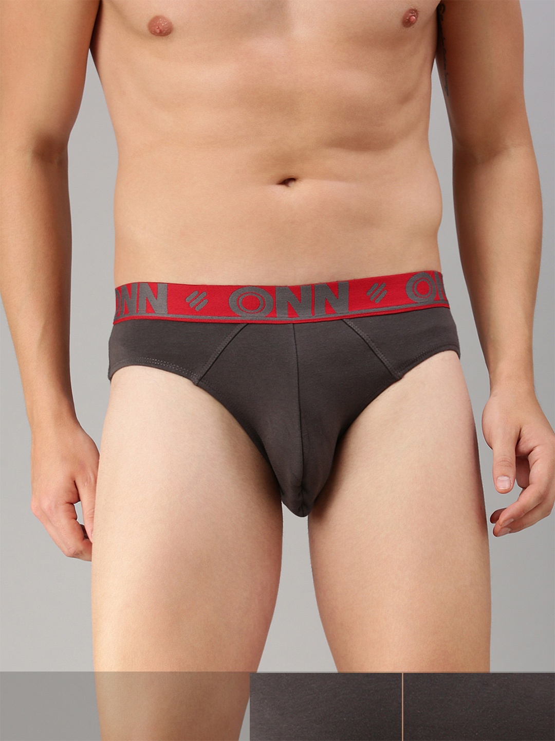 

ONN Men Pack Of 3 Solid Deo-Soft Basic Briefs, Grey