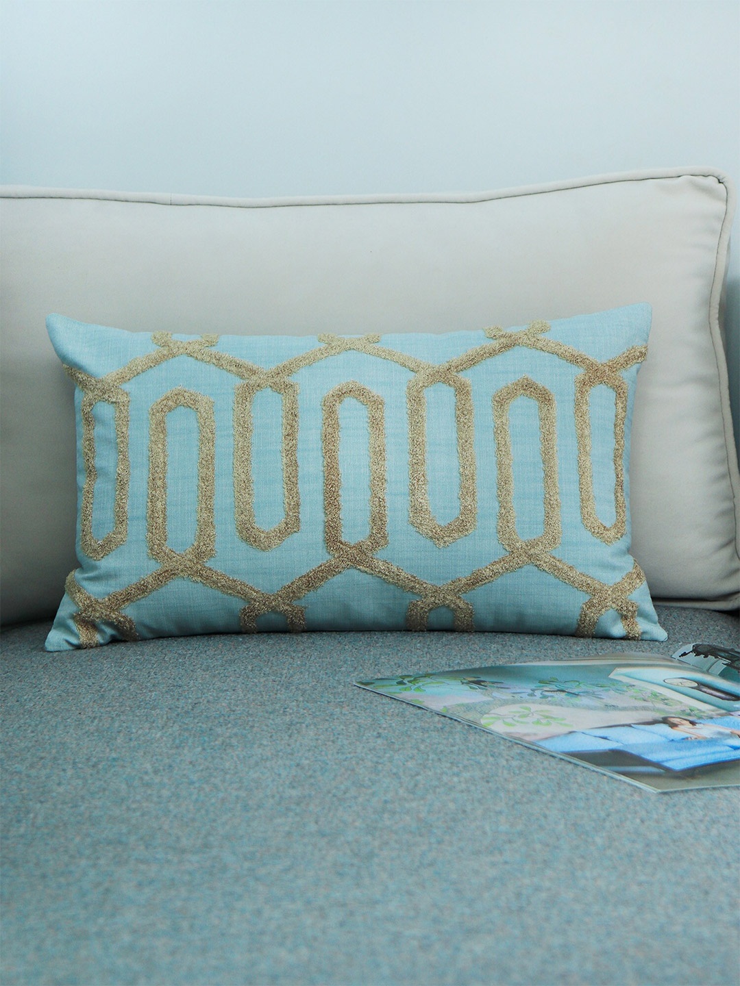 

ZEBA Green & Beige Abstract Rectangle Cushion Covers