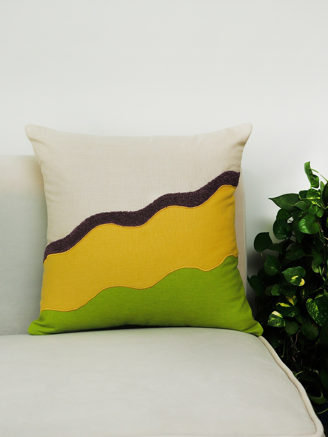 

ZEBA Green & Brown Striped Square Cushion Covers