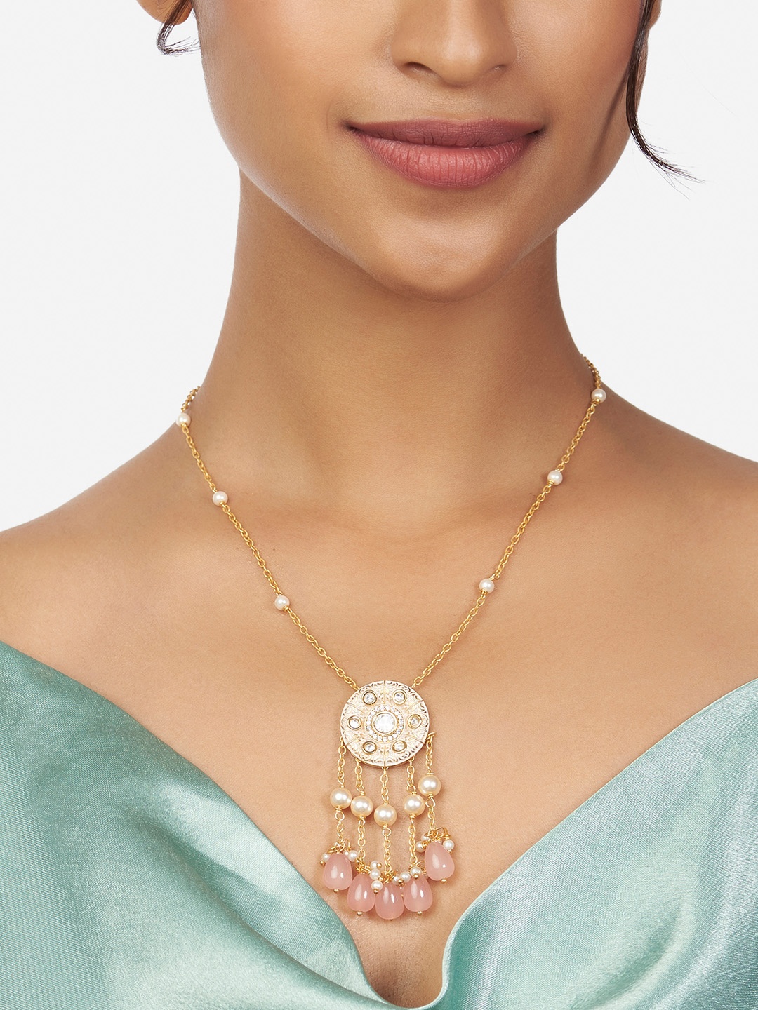 

Ahaanya Gold-Toned & White Brass Gold-Plated Necklace