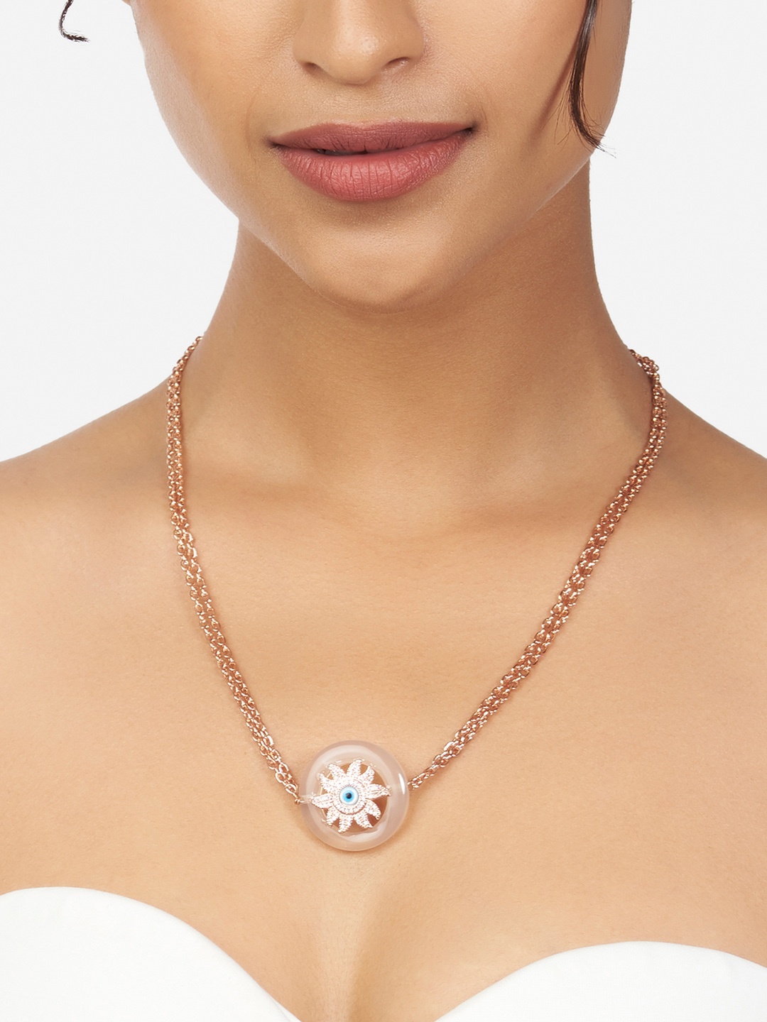 

Ahaanya Rose Gold & White Brass Rose Gold-Plated Necklace
