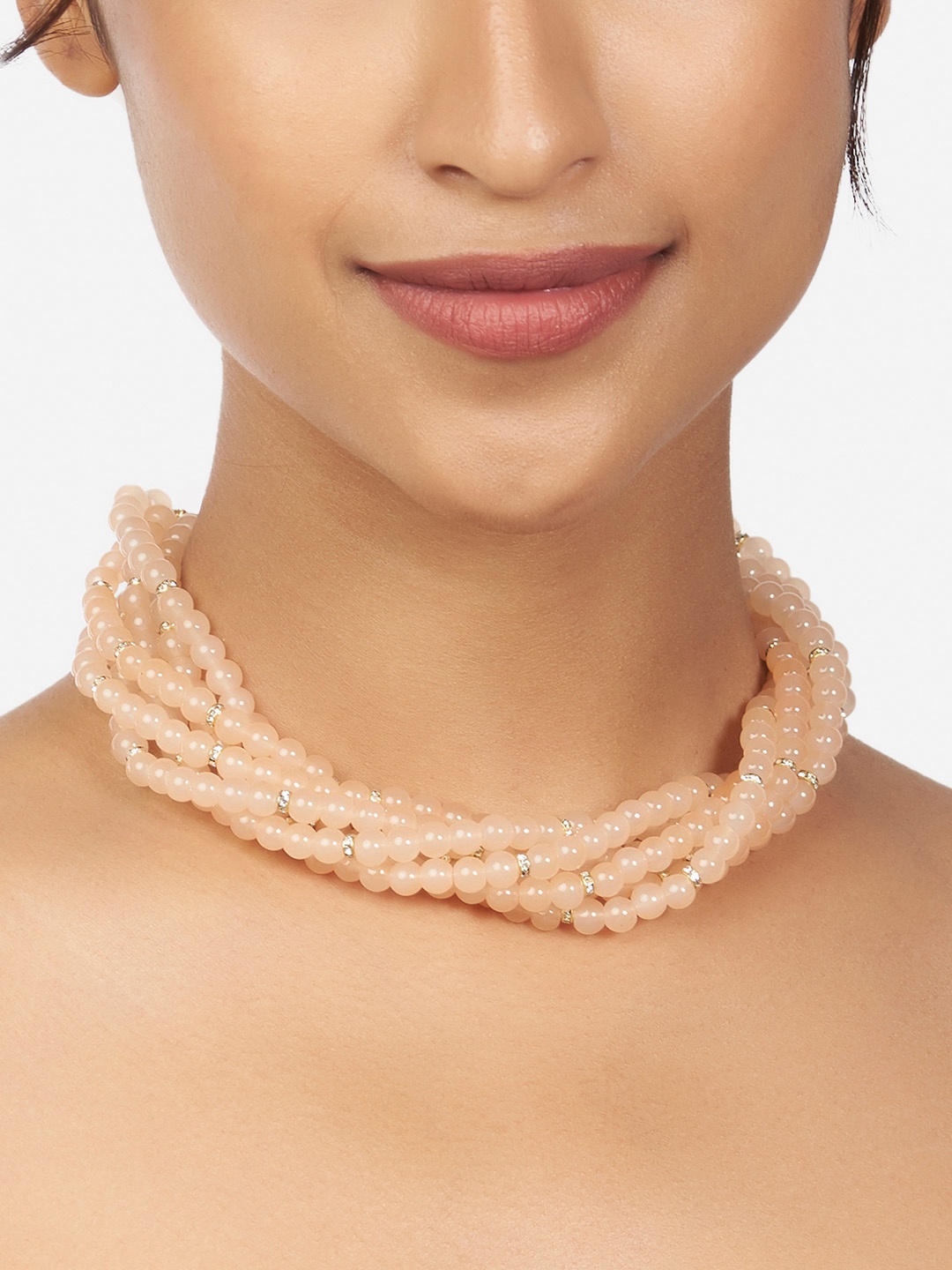 

Ahaanya Women Off White Brass Choker Necklace