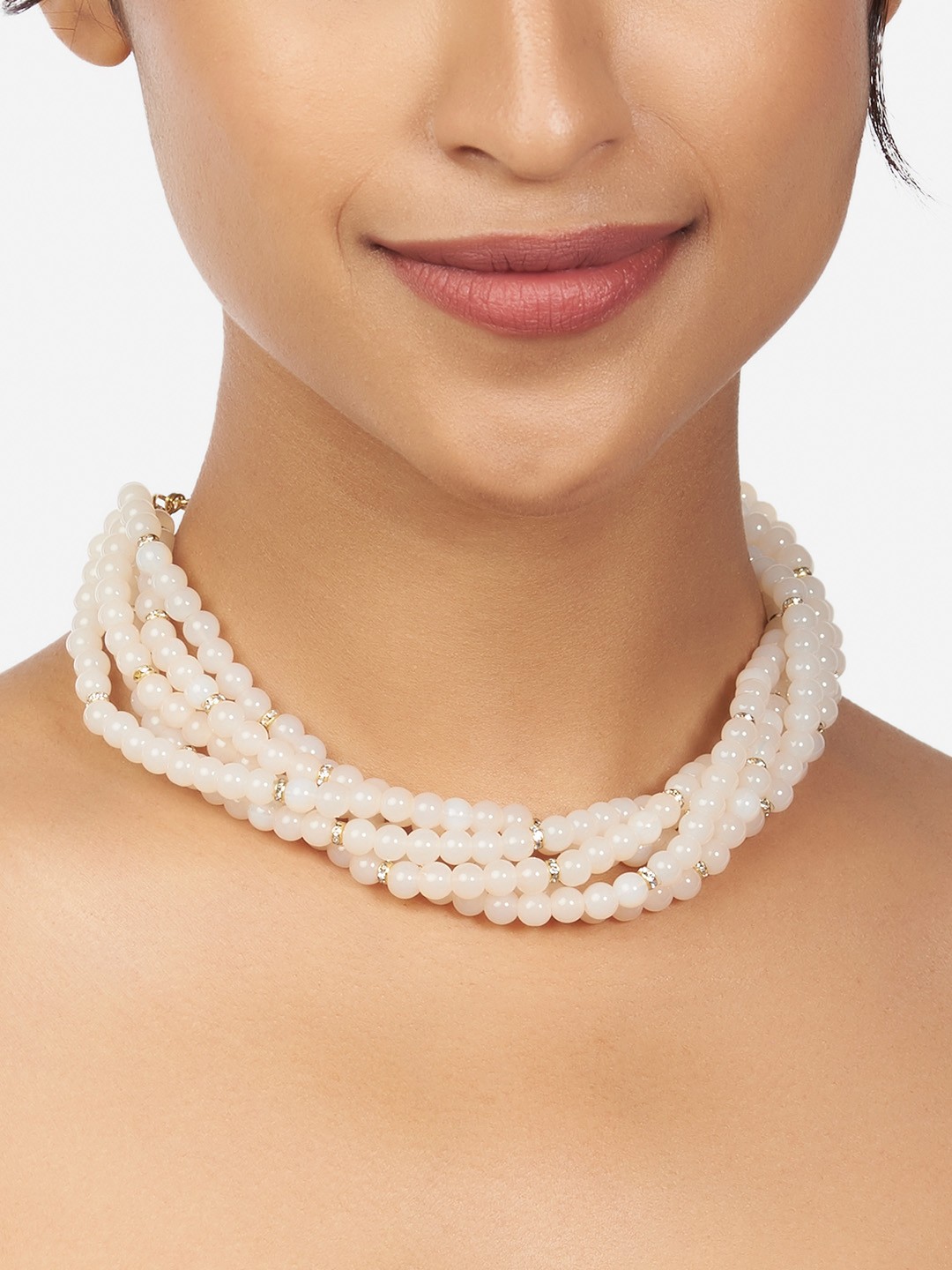 

Ahaanya Women Gold-Toned & White Brass Choker Necklace