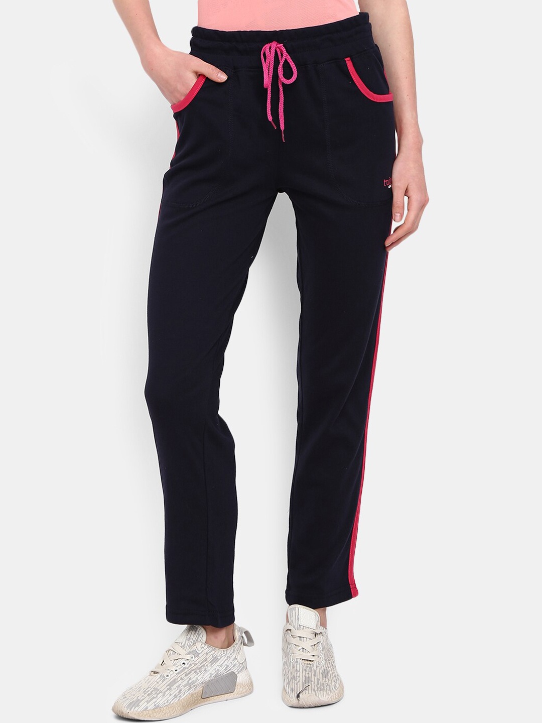 

V-Mart Women Navy Blue Solid Track Pants