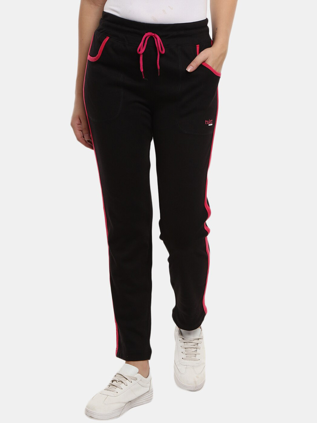 

V-Mart Women Black Solid Cotton Track Pants