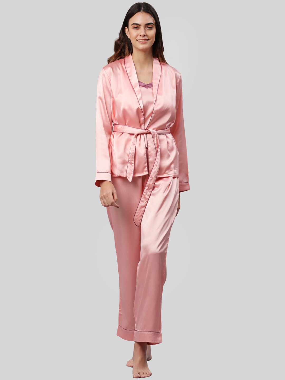 

PRETTY LOVING THING Women Pink Solid Night suit