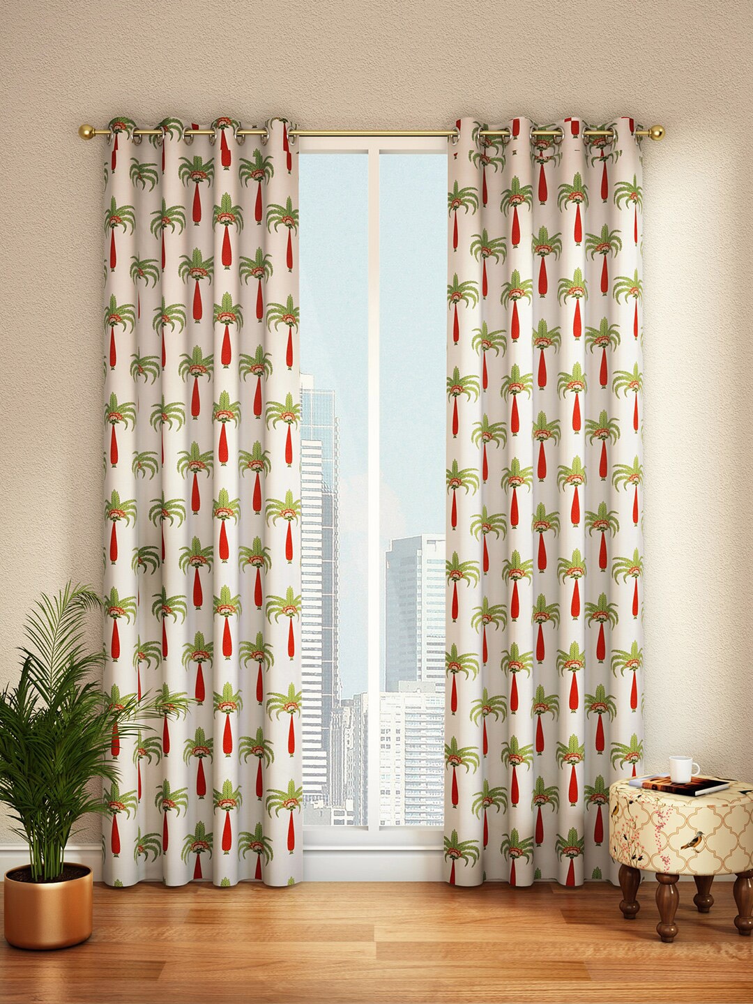 

India Circus by Krsnaa Mehta Beige Printed Door Curtain