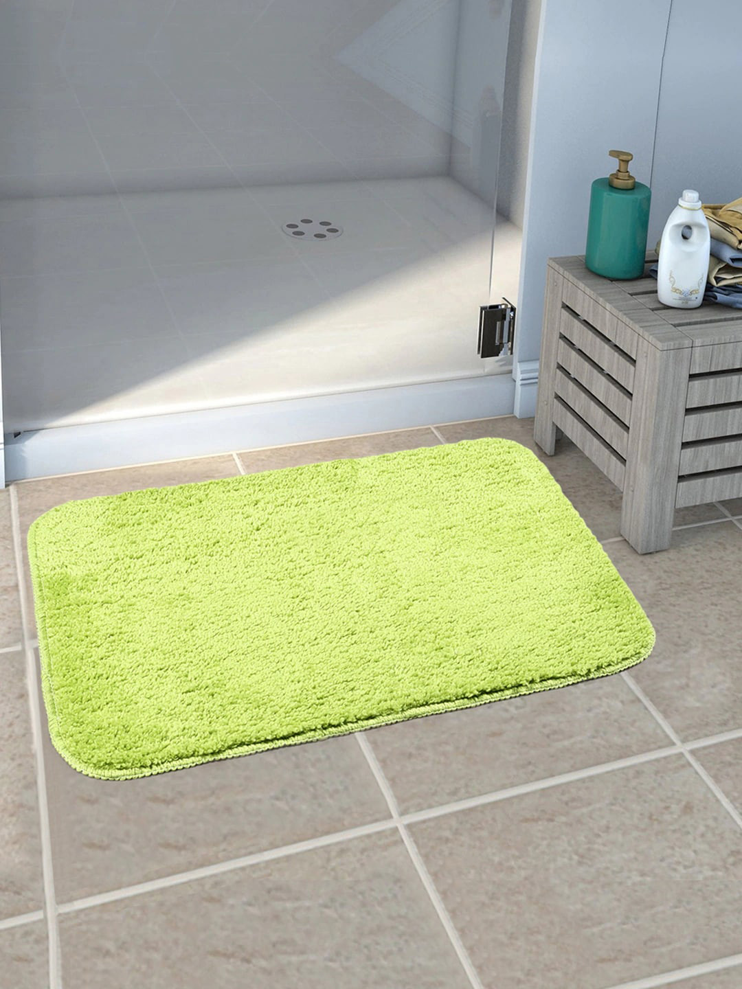 

Saral Home Green Self-Design 210 GSM Bath Rug