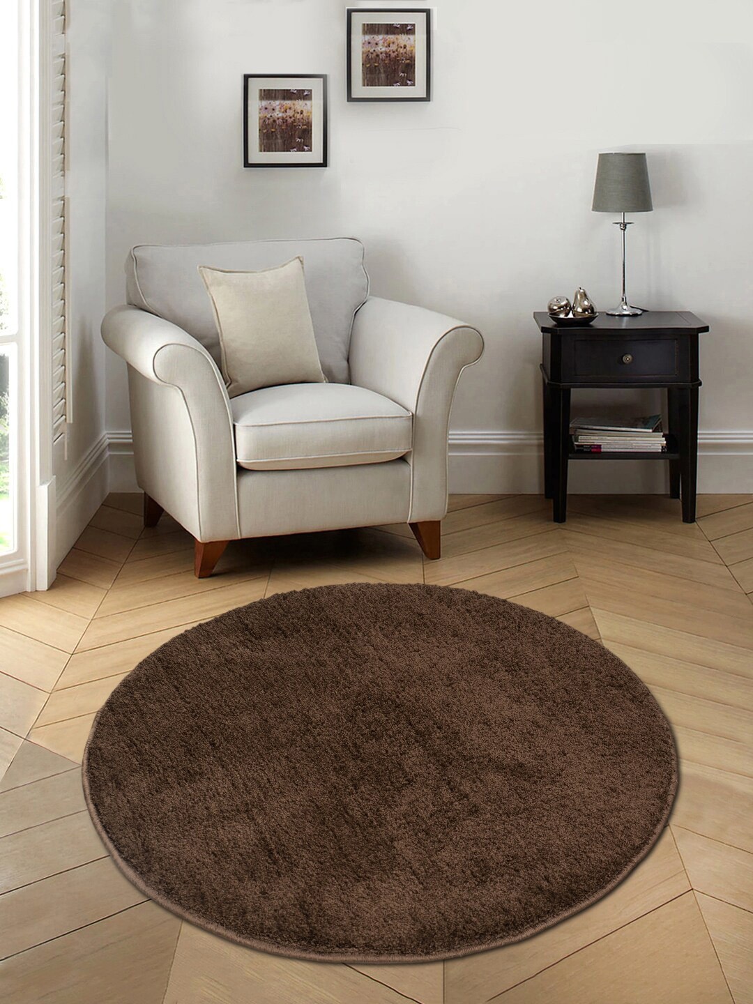 

Saral Home Brown Solid Cotton Anti-Skid Shaggy Round Floor Mat