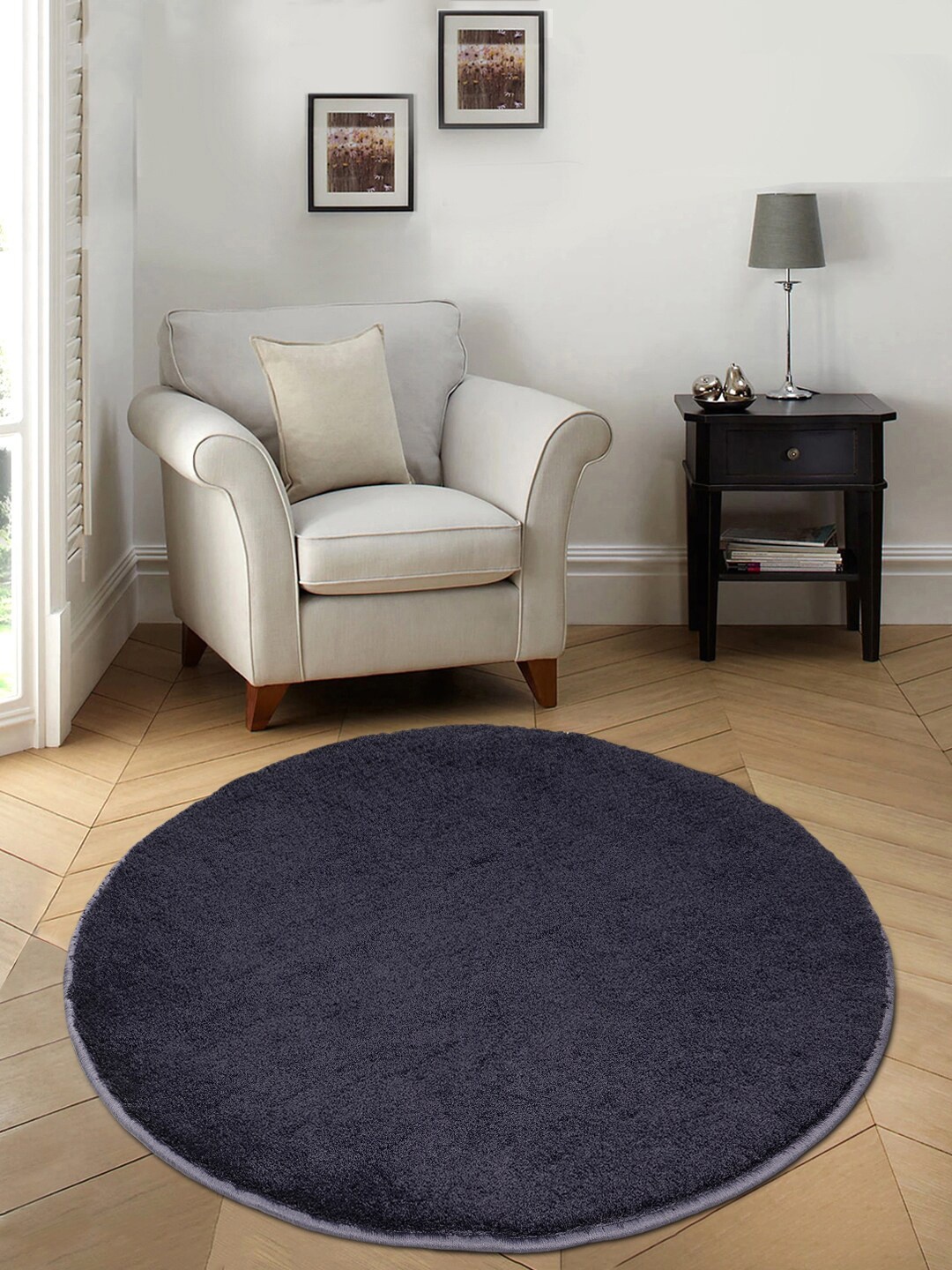 

Saral Home Blue Solid Cotton Anti-Skid Round Floor Mats