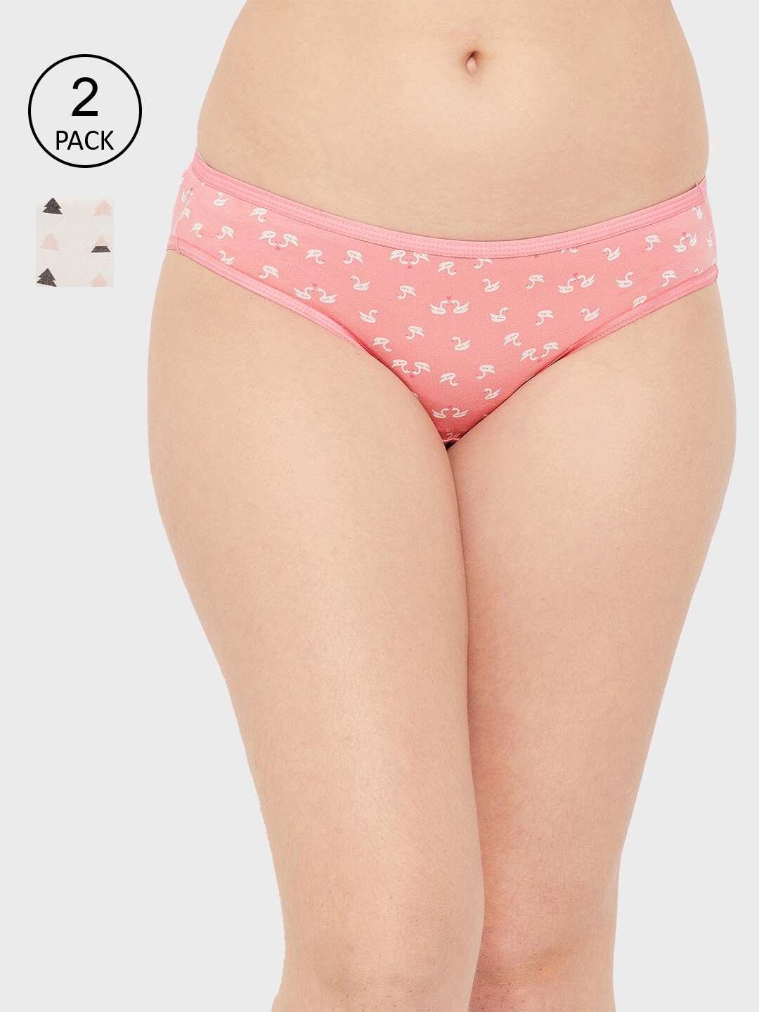 

Clovia Women Pack Of 2 Printed Cotton Bikini Briefs, White