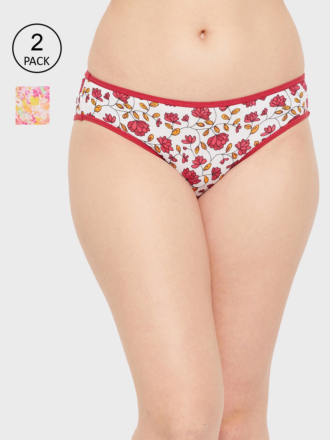 

Clovia Women Printed Cotton Bikini Briefs, White
