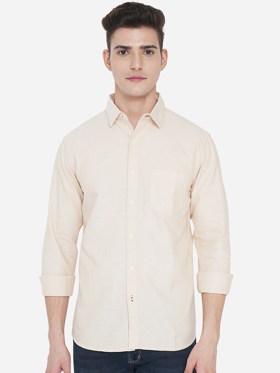 

Greenfibre Men Beige Slim Fit Casual Shirt