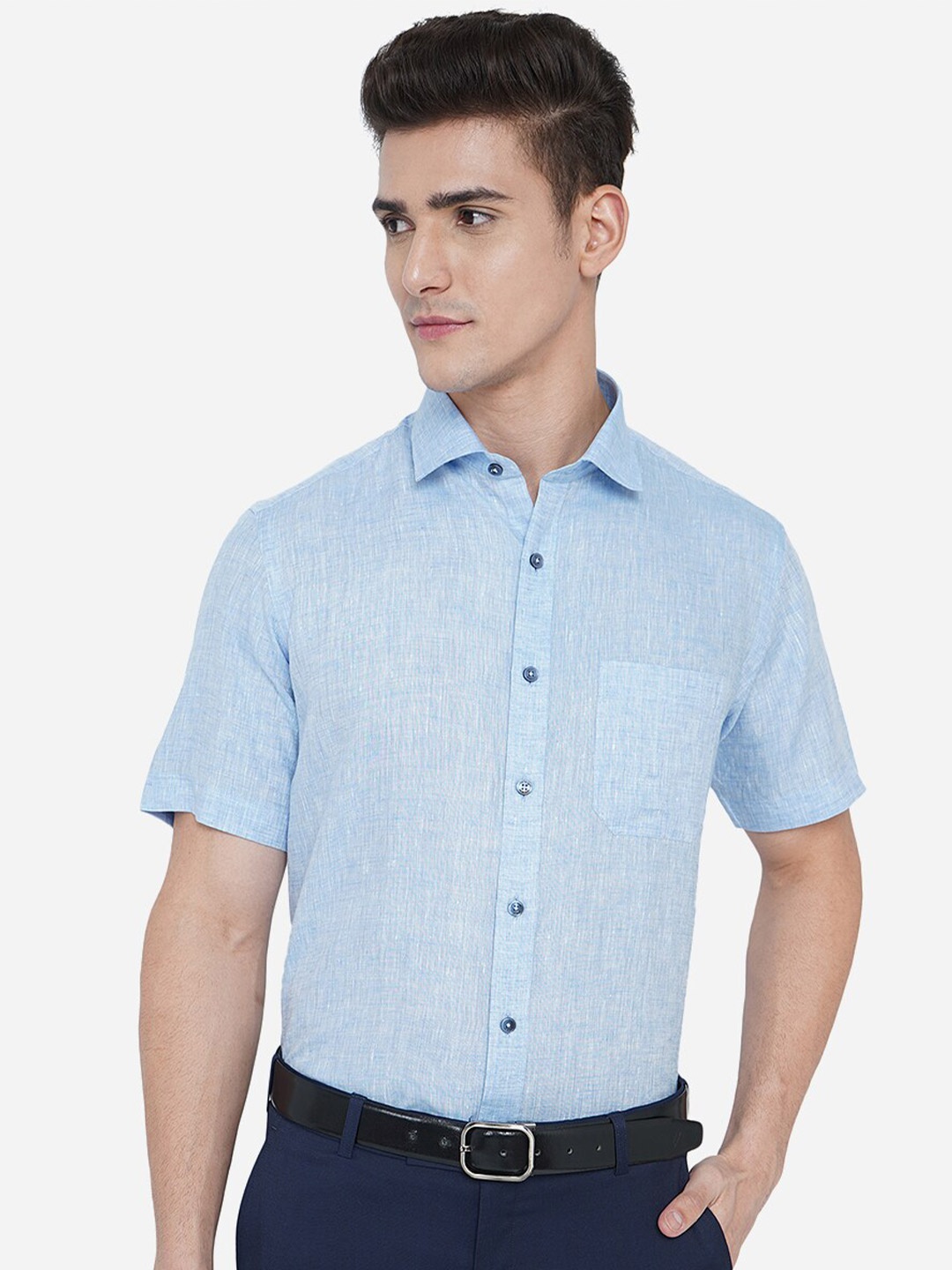 

JADE BLUE Men Blue Cotton Casual Shirt
