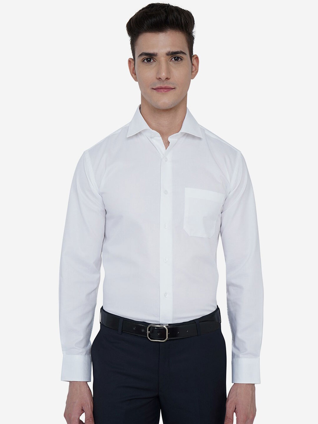 

JADE BLUE Men White Regular Fit Solid Formal Shirt
