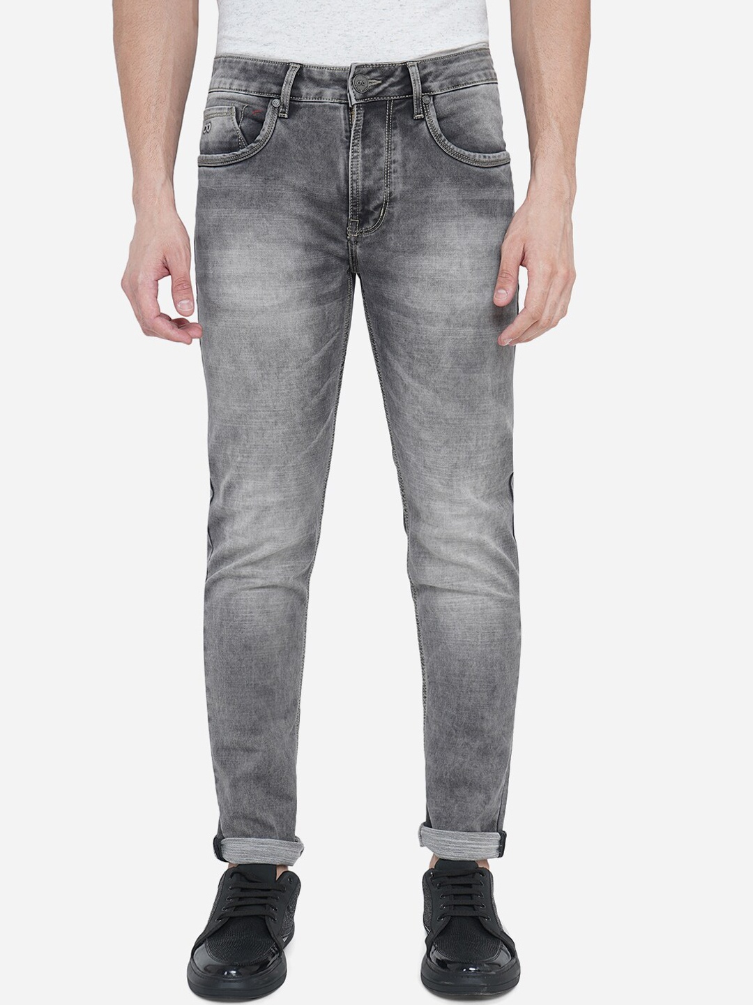 

JADE BLUE Men Grey Slim Fit Mildly Distressed Heavy Fade Jeans
