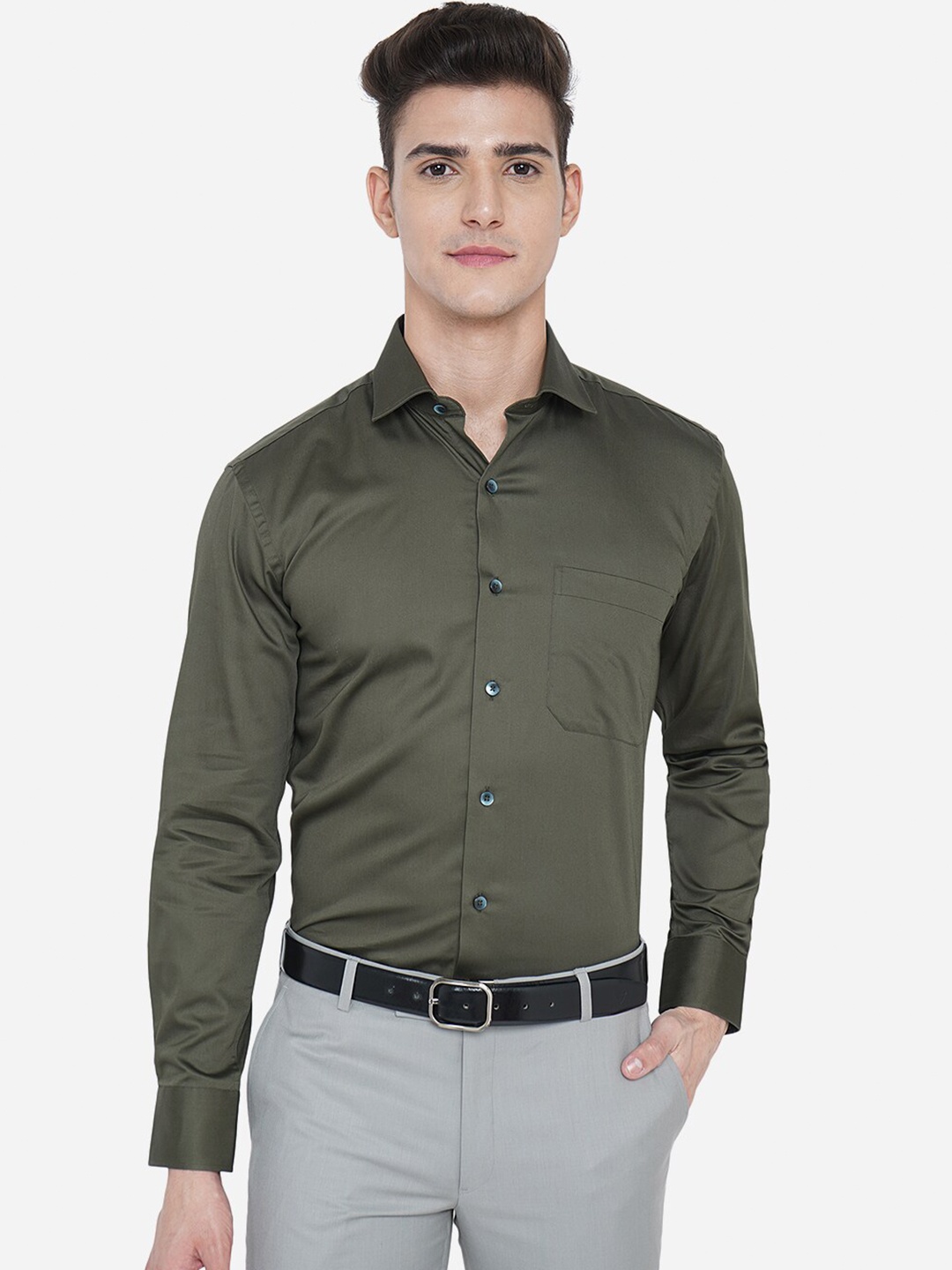 

METAL Men Green Slim Fit Formal Shirt