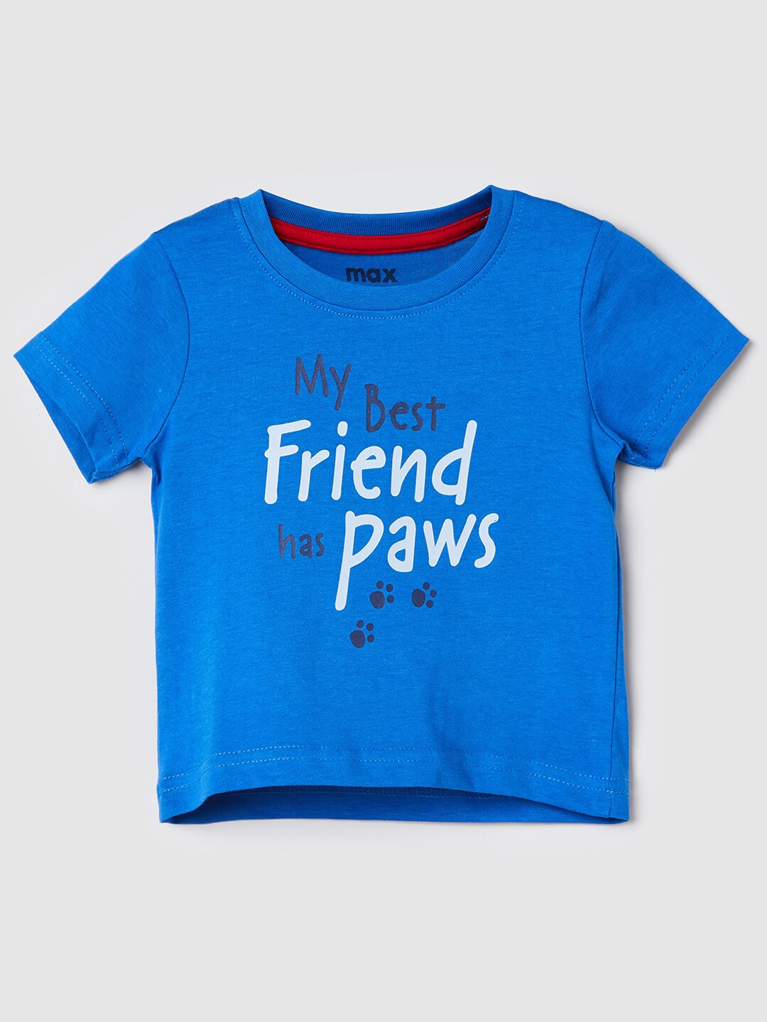 

max Boys Blue Typography Printed T-shirt