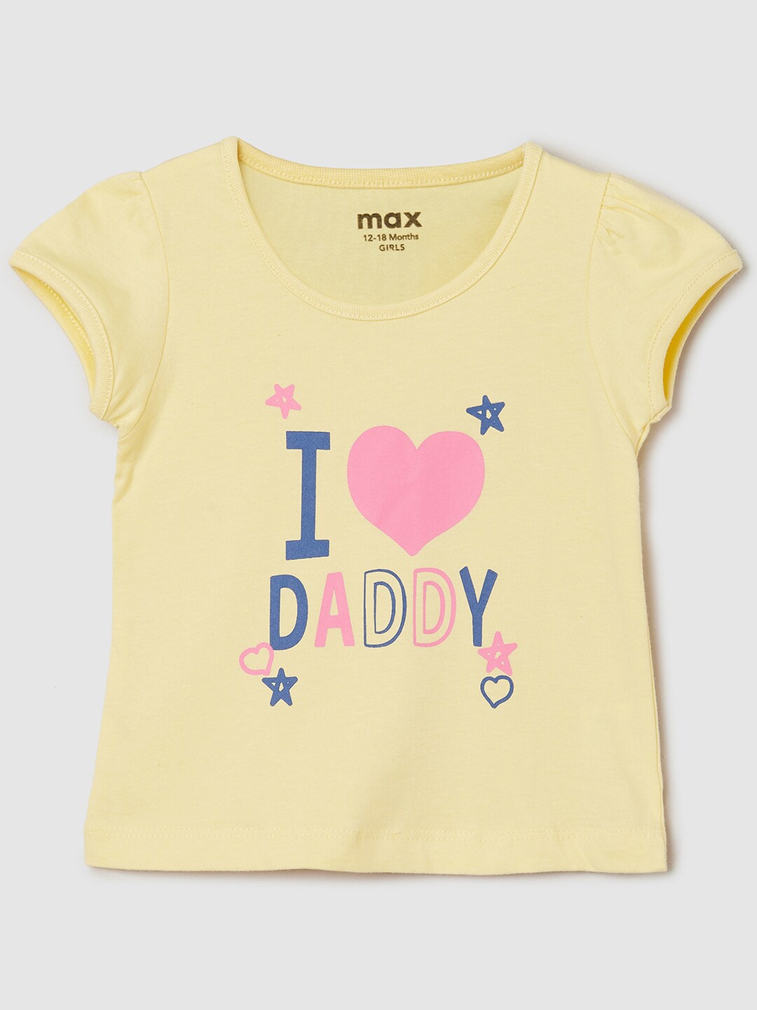 

max Girls Yellow Printed T-shirt
