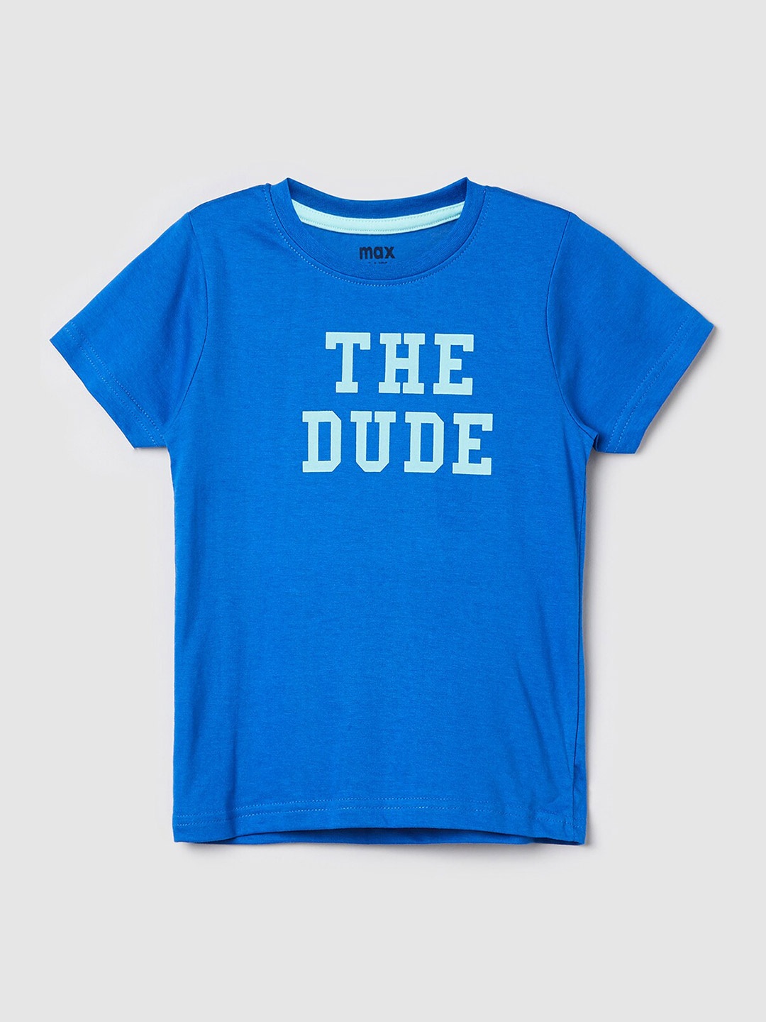 

max Boys Blue Typography Printed T-shirt