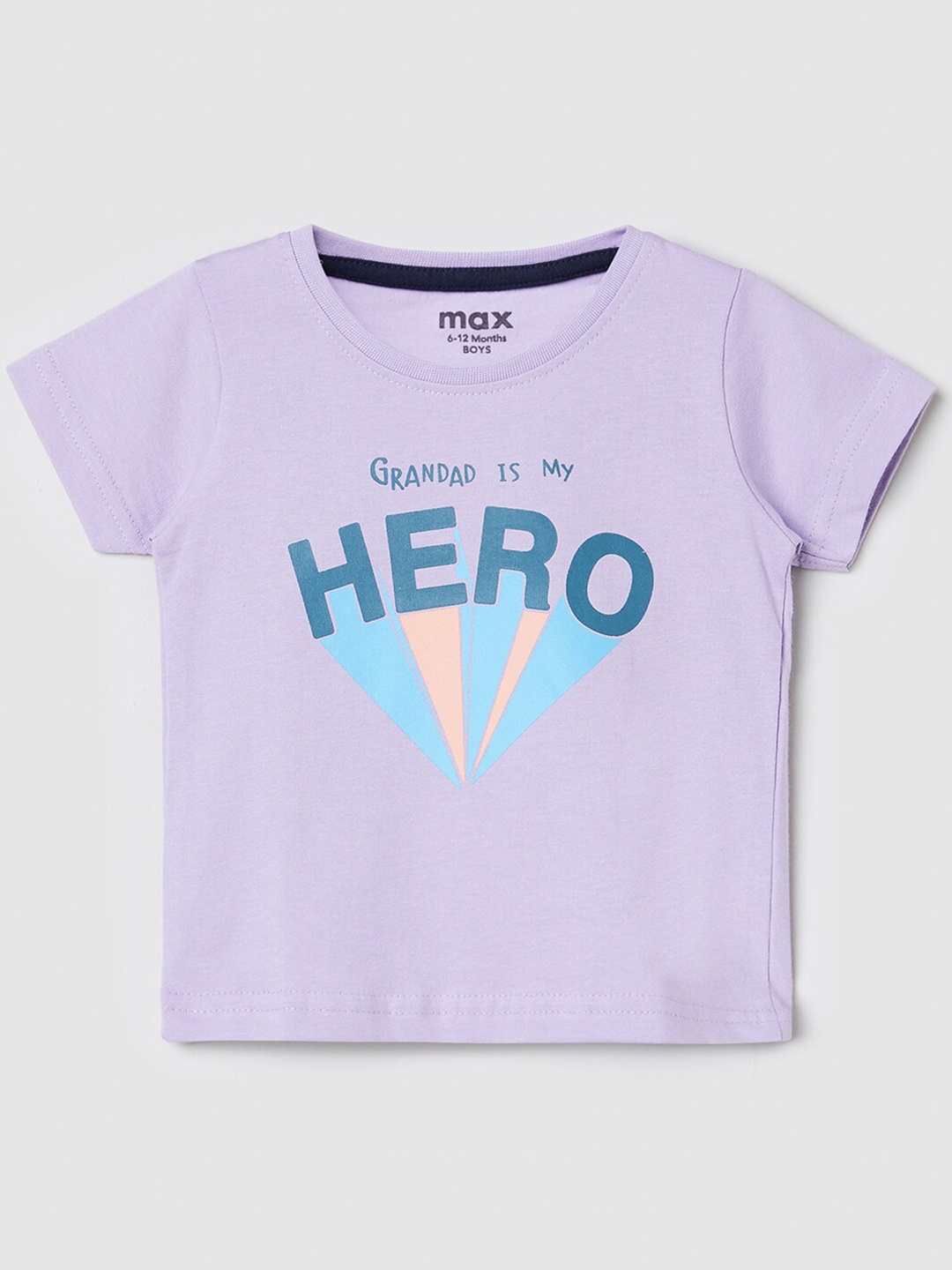 

max Boys Purple Typography Printed T-shirt