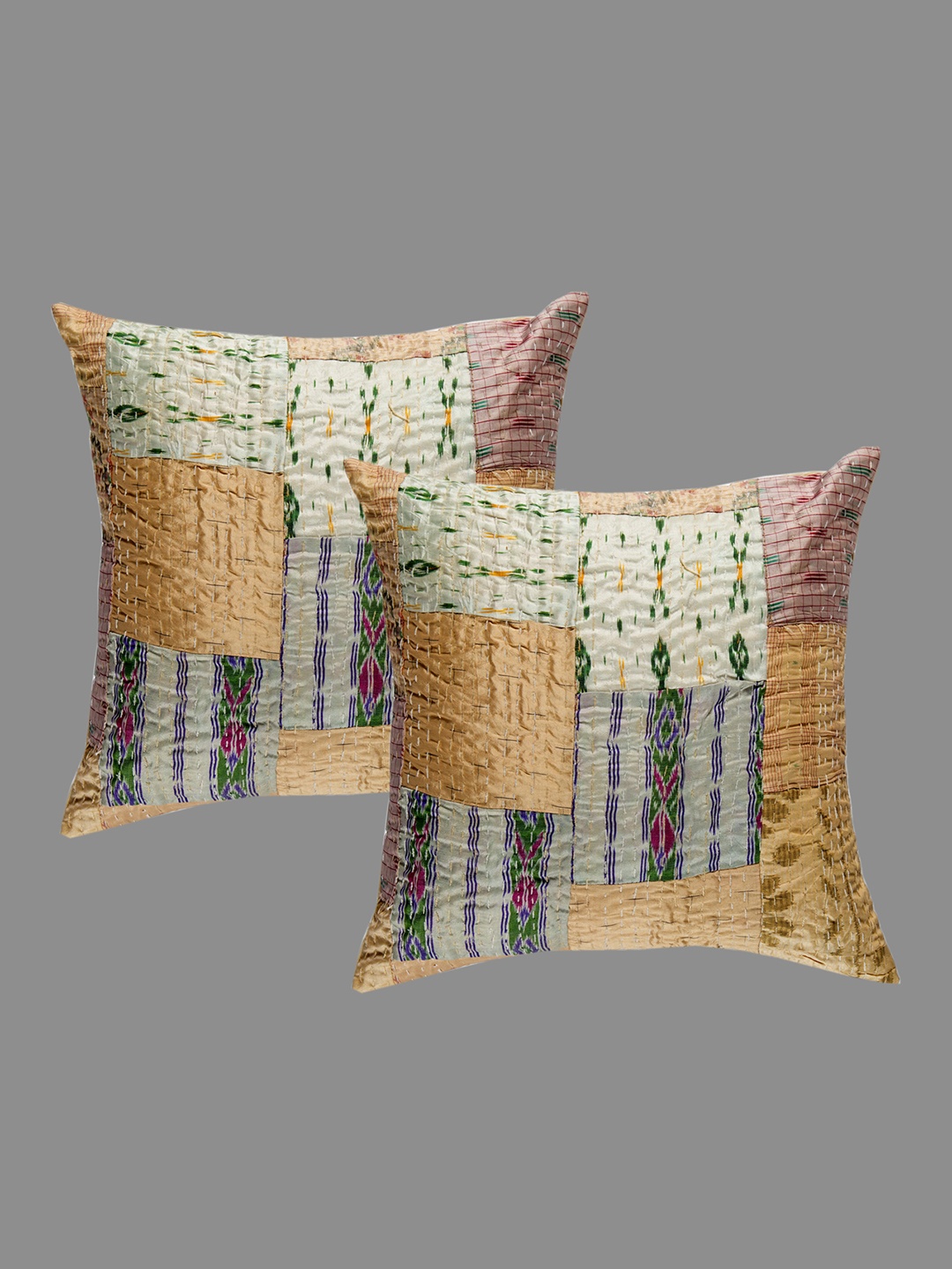 

HANDICRAFT PALACE Beige & Grey Set of 5 Embroidered Square Cushion Covers