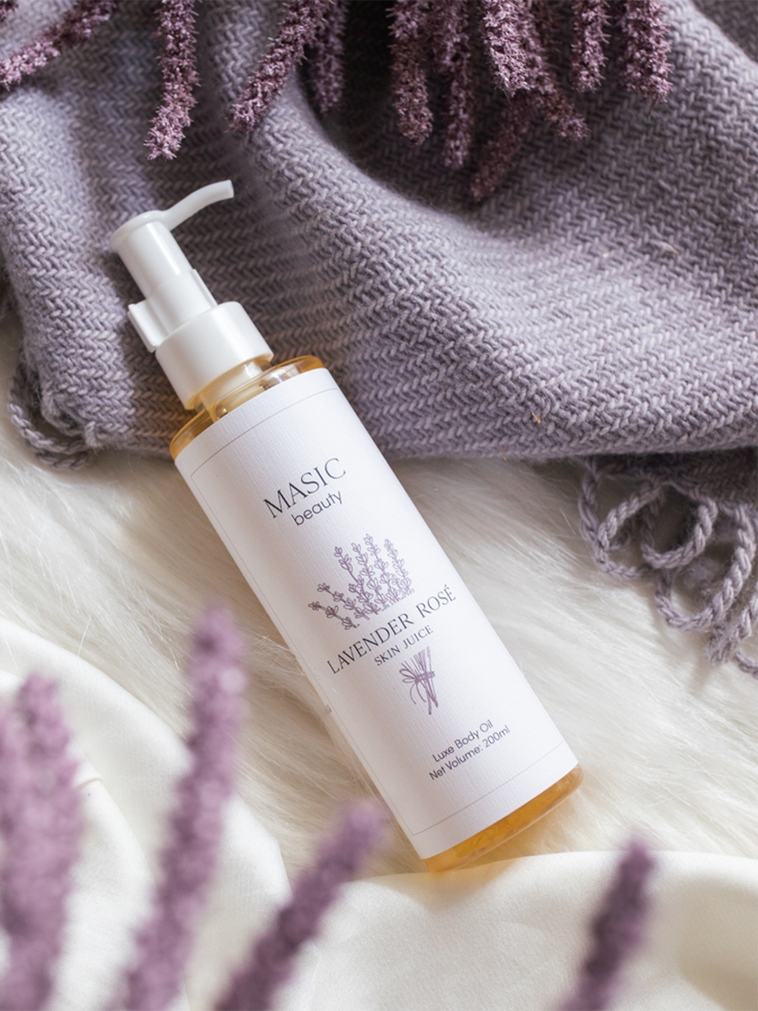 

MASIC beauty Skin Juice Lavender Rose Luxe Body Oil for Long-Lasting Moisture - 200ml, White