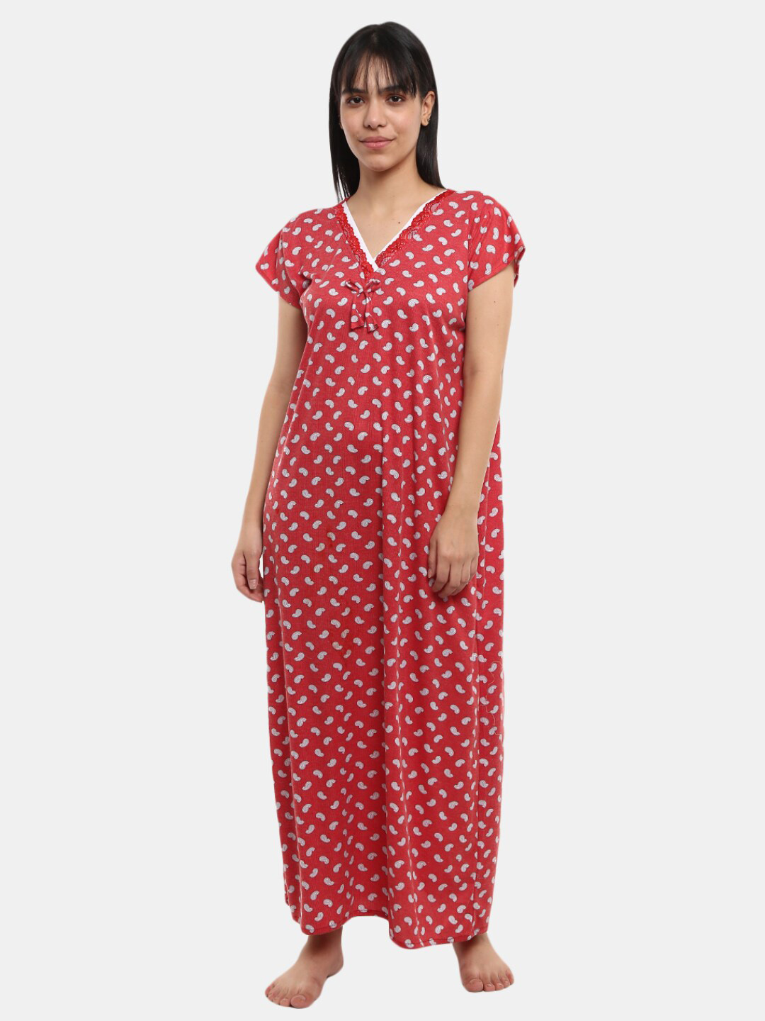 

V-Mart Maroon Printed Maxi Nightdress