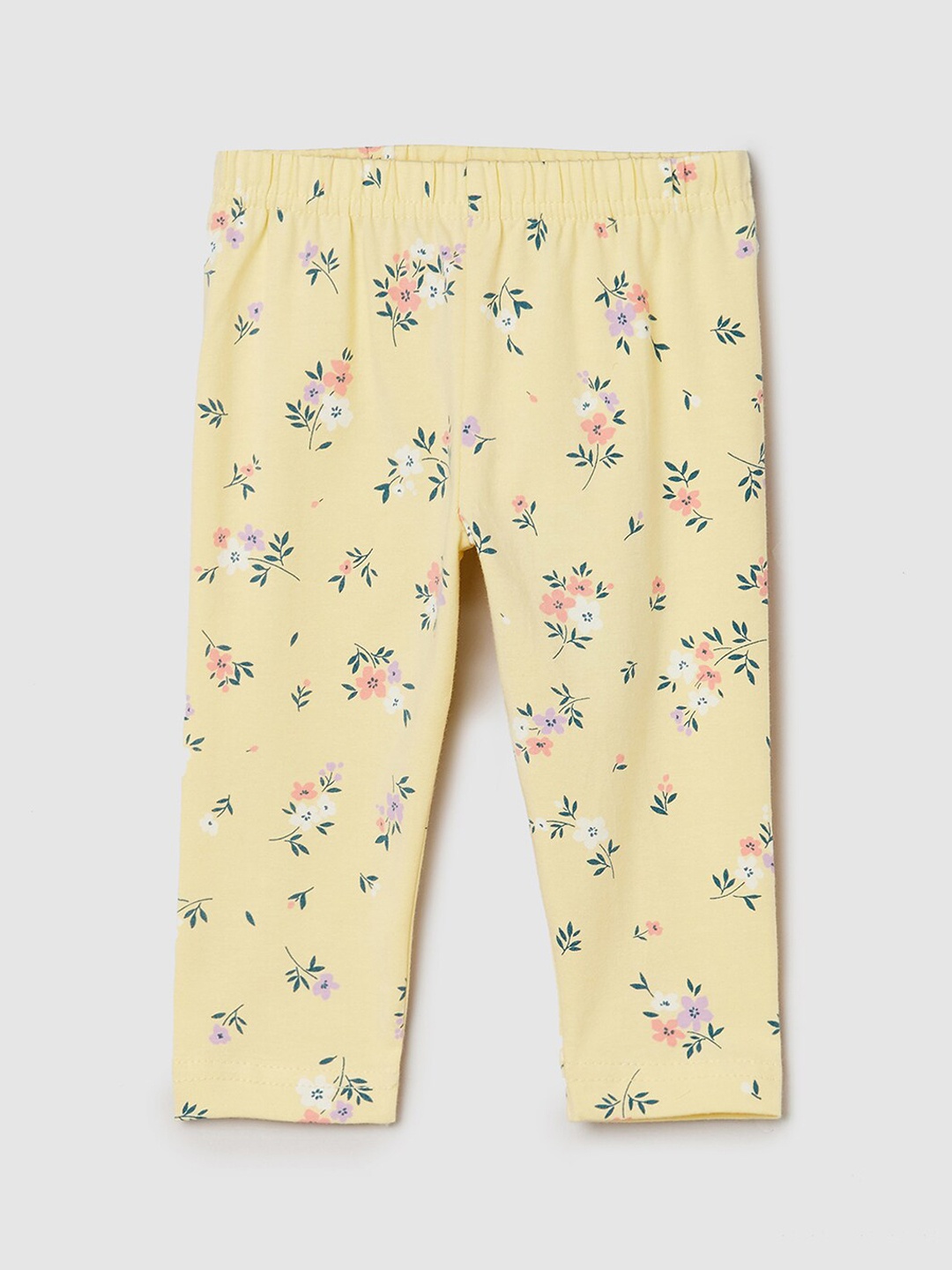

max Infant Girls Yellow Printed Ankle-Length Leggings